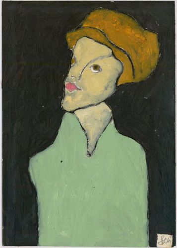 Ben Carrivick Contemporary Oil, Green Tunic photo furniture