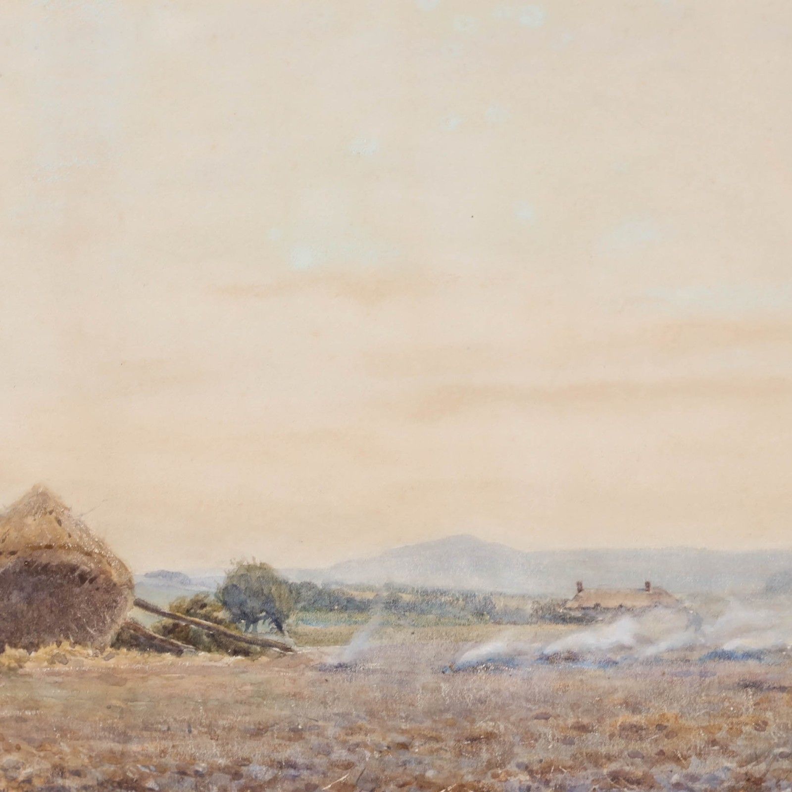 R. Hamilton Chapman (Act.1881 1923) Watercolour, Stubble Burning 86 photo Art