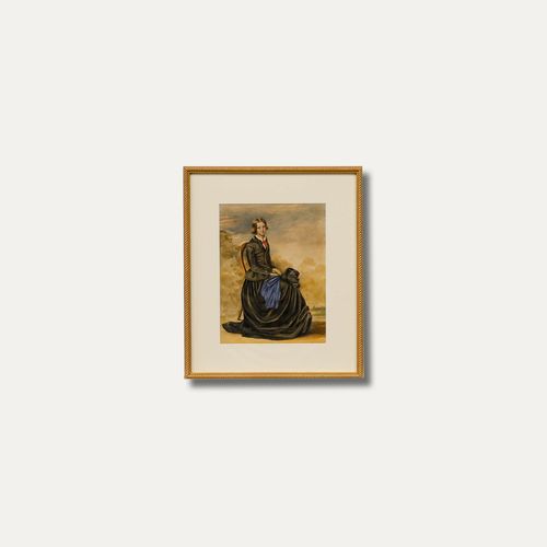 Framed Late 19th Century Watercolour Portrait Of A Lady In Mourning photo vinterior