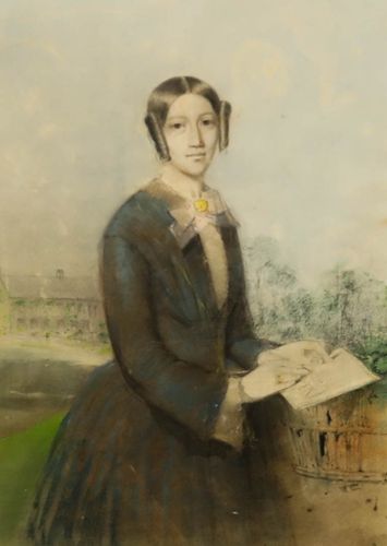 19th Century Pastel Portrait Of Lizzie Ornsby photo furniture