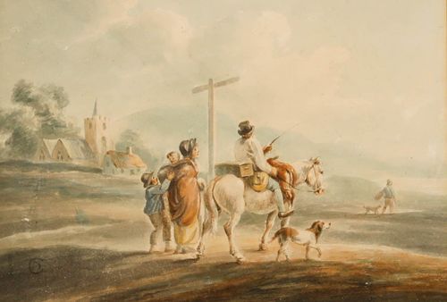 Manner Of Peter Le Cave  19th Century Watercolour, The Road To London photo furniture