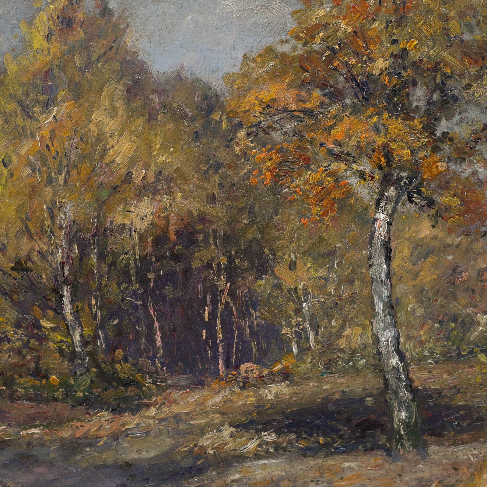P. Randell Framed Mid 20th Century Oil, Hues Of Autumn photo Art
