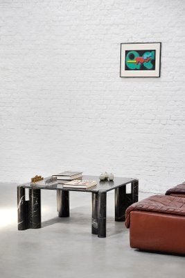 photo for sale Nero Marquina Marble Coffee Table By Gae Aulenti, 1970s