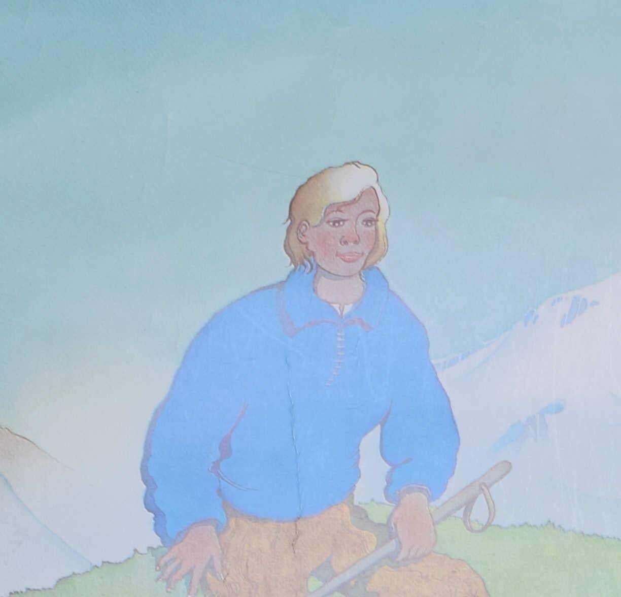 'L'alliance De L'homme Et De La Montagne', Original 1980s Skiing Poster By Samivel photo furniture