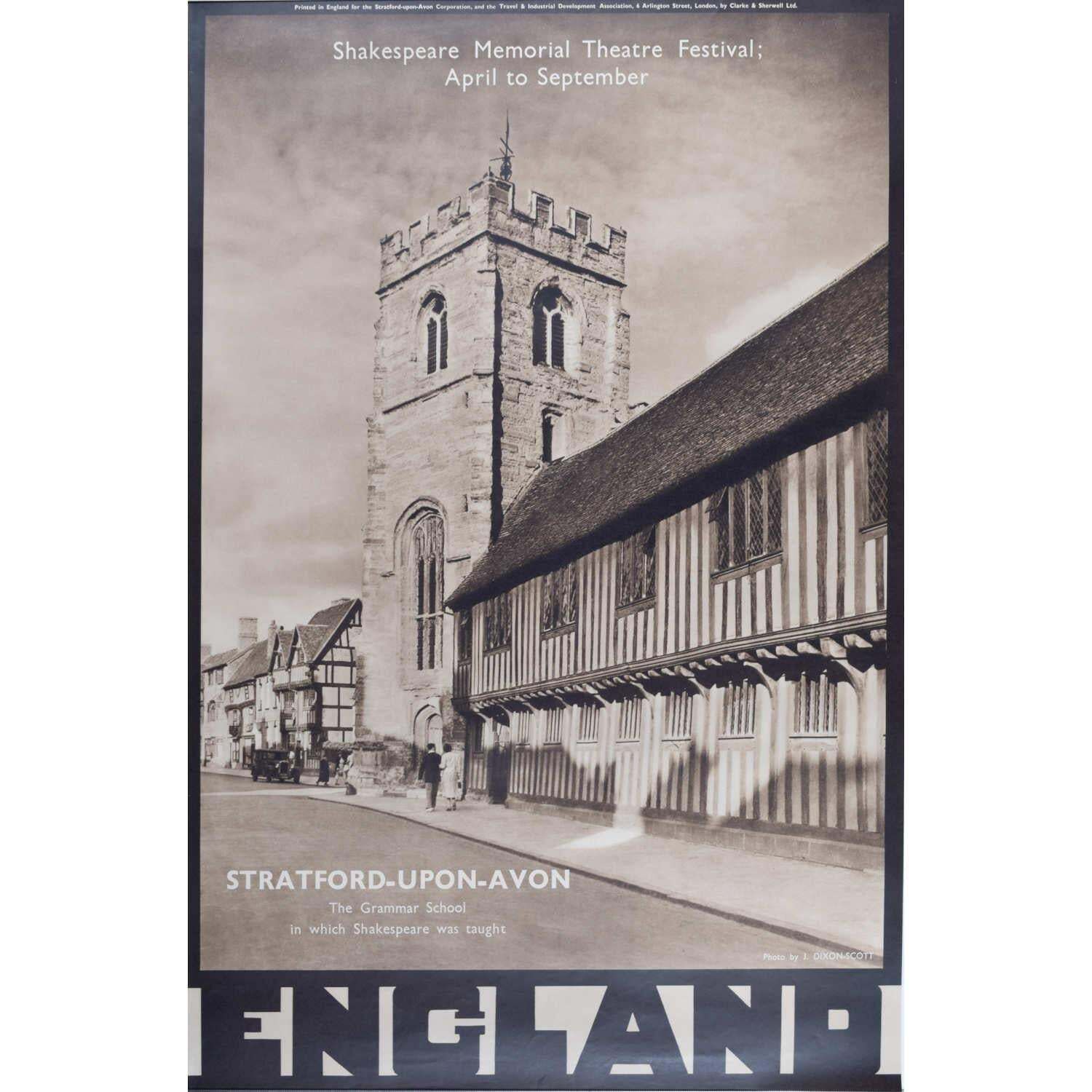 Stratford Upon Avon, Vintage 1950s Travel Poster By J. Dixon Scott
