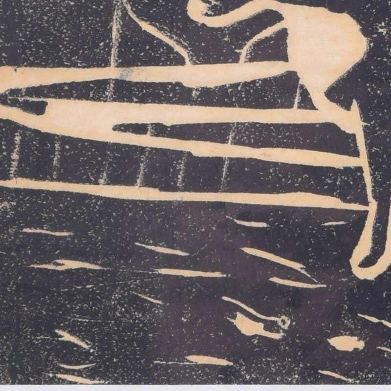 Heading Out To Pasture, Woodblock Print By Penelope Ellis photo Art