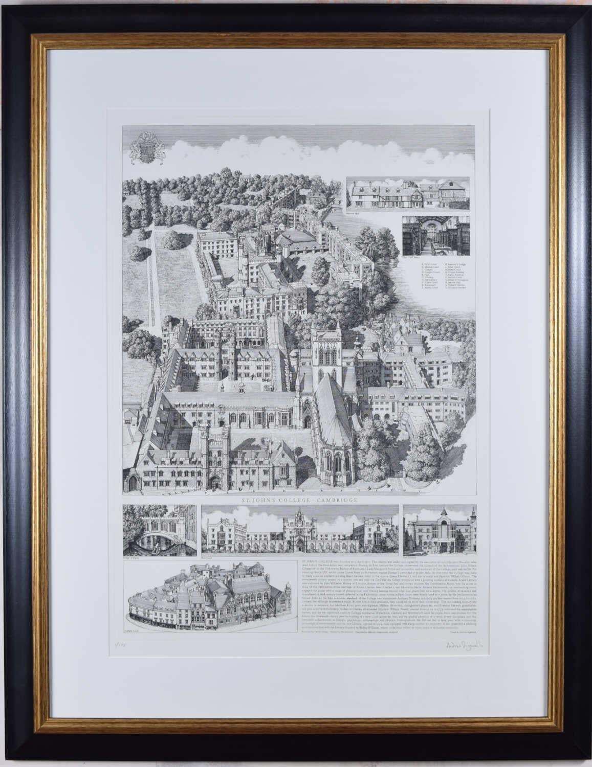 St John's College, Cambridge, Engraving By Andrew Ingamells, 2005