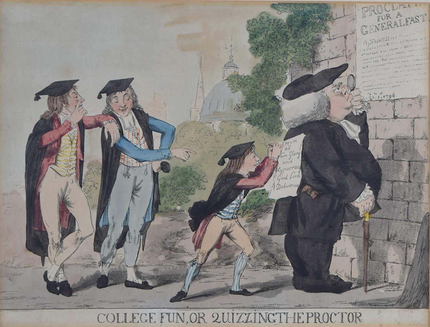 College Fun At The University Of Cambridge, Engraving By William Bunbury, C.1790