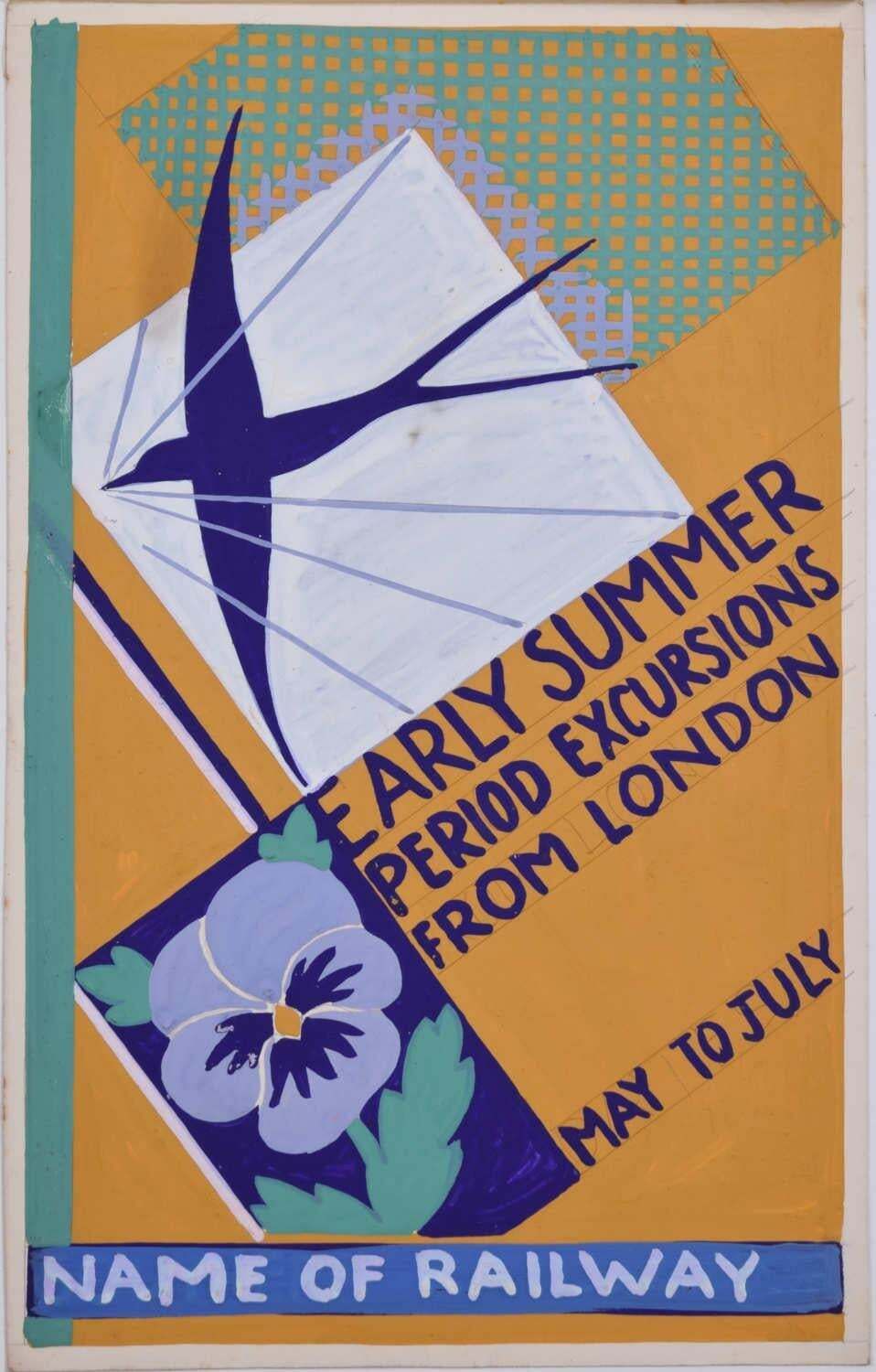 Early Summer Period Excursions From London, 1930s Railway Poster Design By A. E. Halliwell