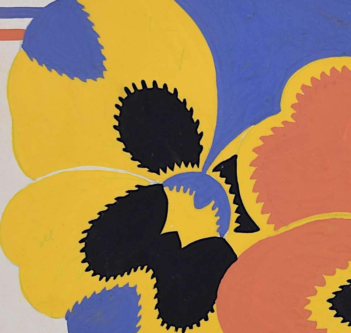 Pansies, 1930s Art Deco Design By A. E. Halliwell photo for sale