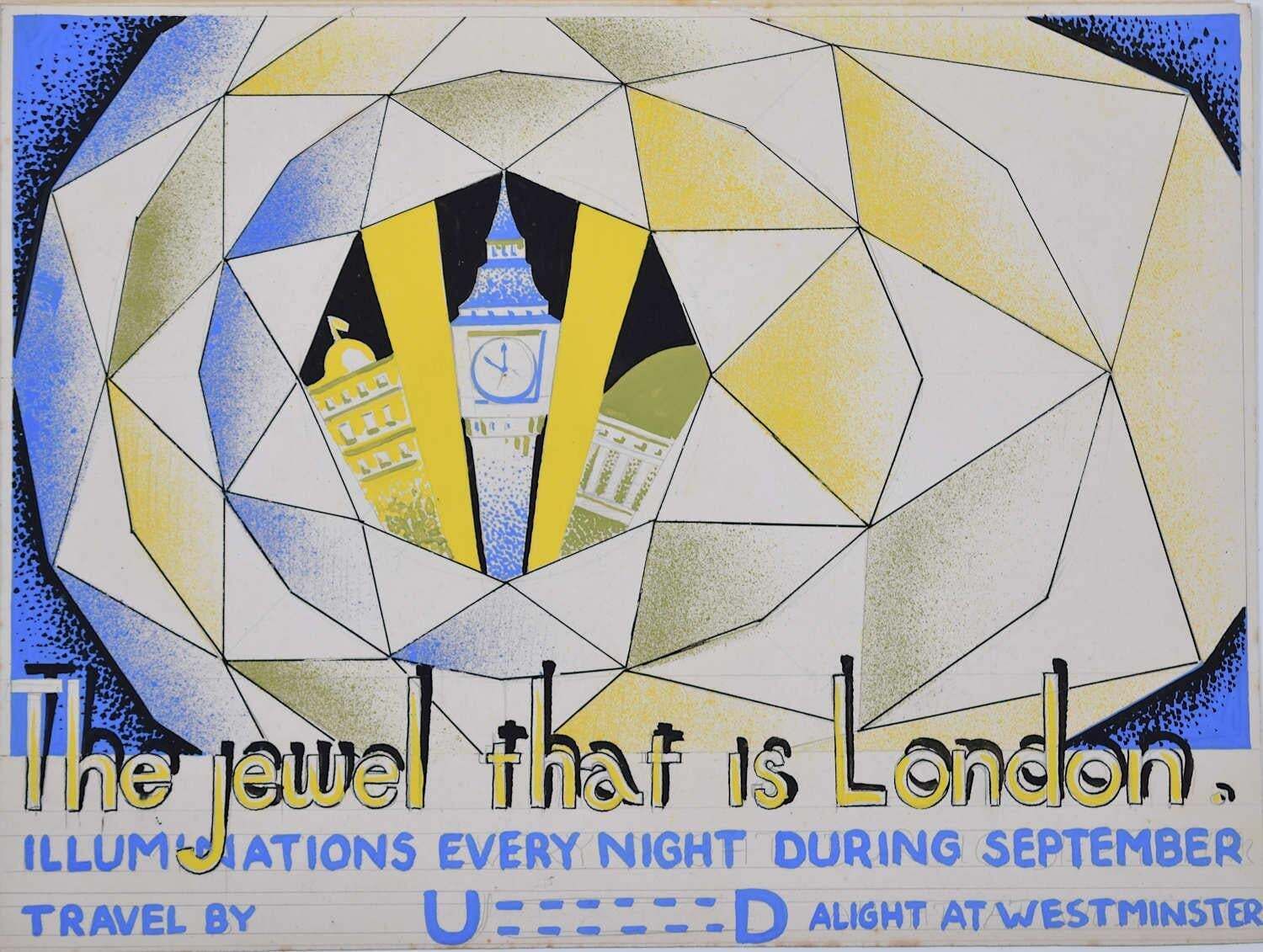 The Jewel That Is London, 1930s Art Deco Poster Design By A. E. Halliwell