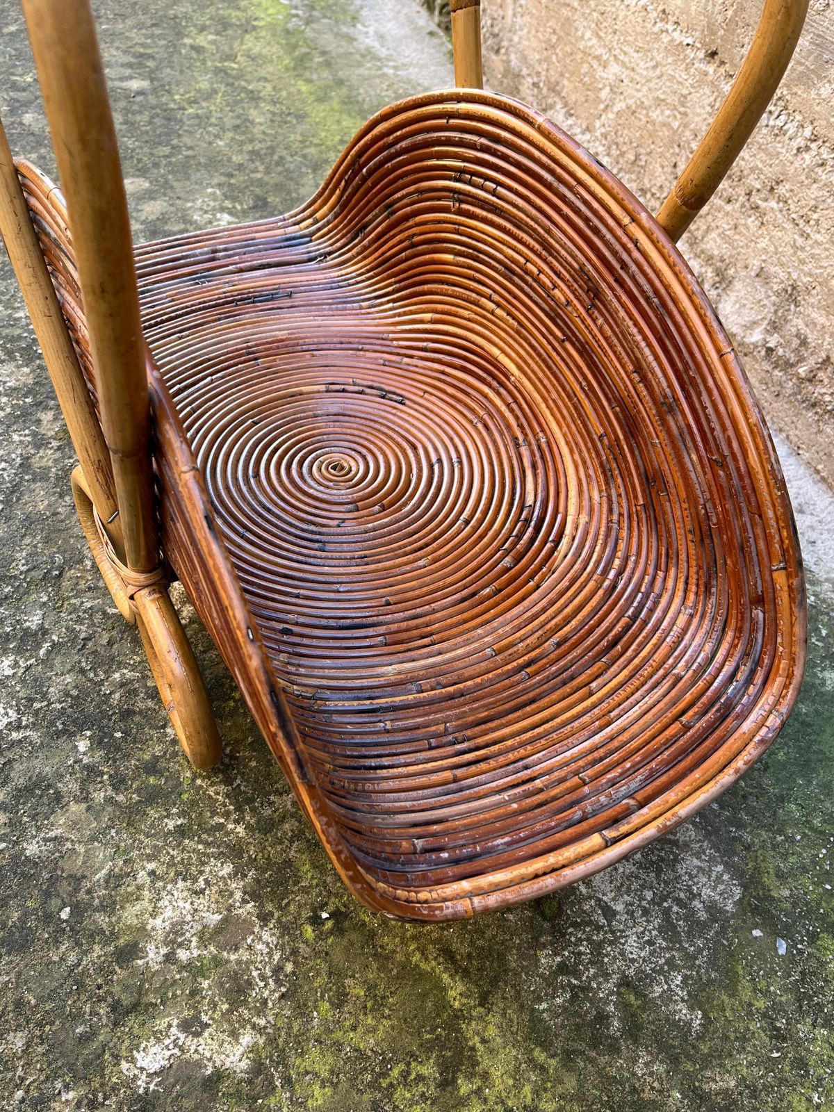 Mid Century Bamboo Rattan Magazine Rack In The Style Of Vivai Del Sud 1950s photo buy