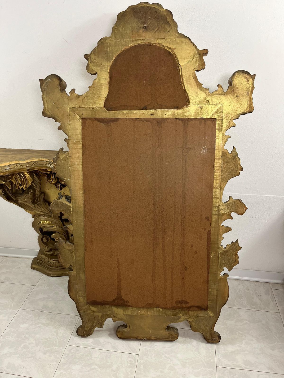 photo for sale Mid Century Louis XV Console And Wall Mirror In Carved And Gilt Wood, 1930s