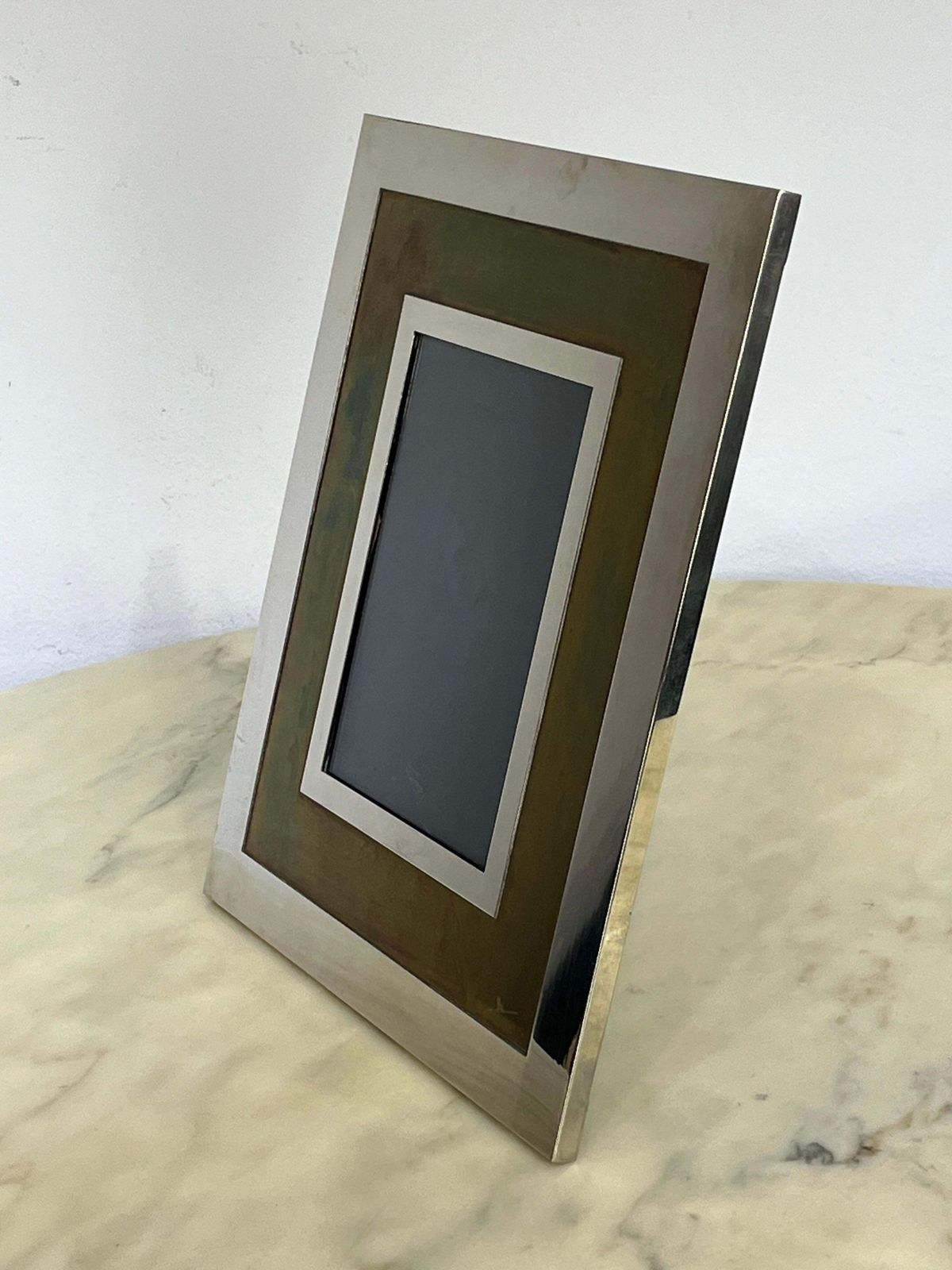 Large Mid Century Chromed Metal Photo Holder Italian Design 1950s photo for sale