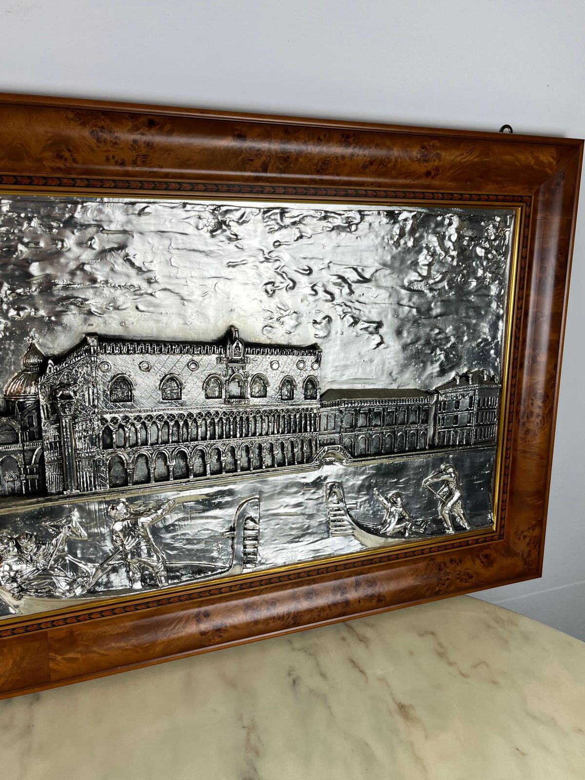 Large Bas Relief Piazza San Marco ( Venice ) Cm 115 X Cm 64, 1000 Silver, 1980s photo 2088.0