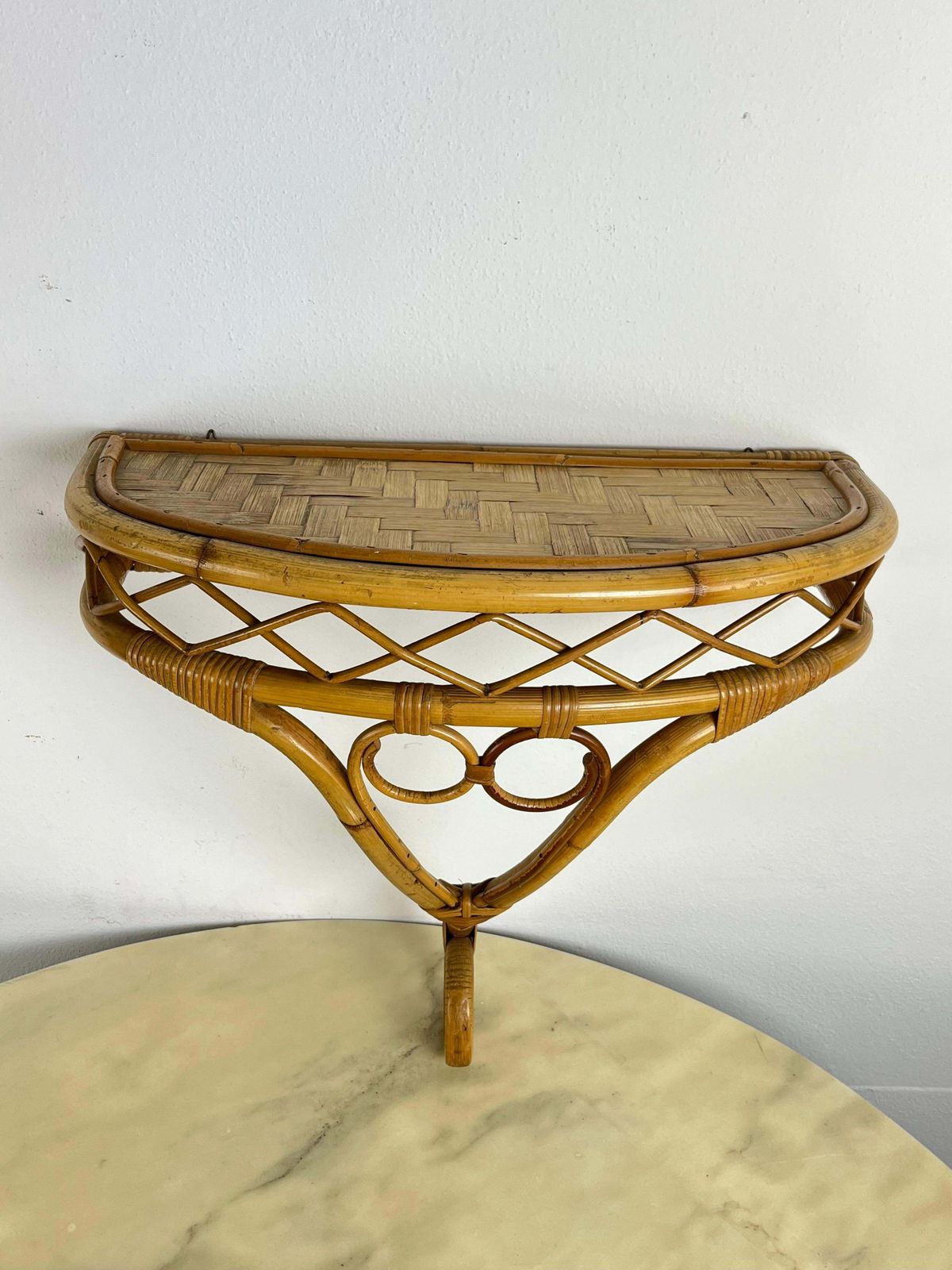 photo for sale Set Of 2 Tito Agnoli Mid Century Bamboo Mirror And Console 1960s