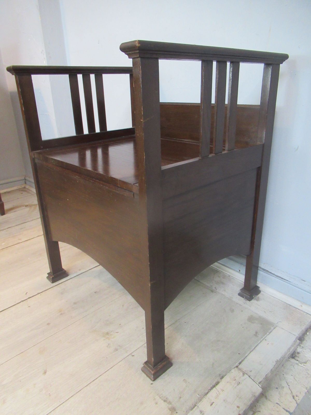 Edwardian  Oak Bench Seat / Commode. photo 75.0