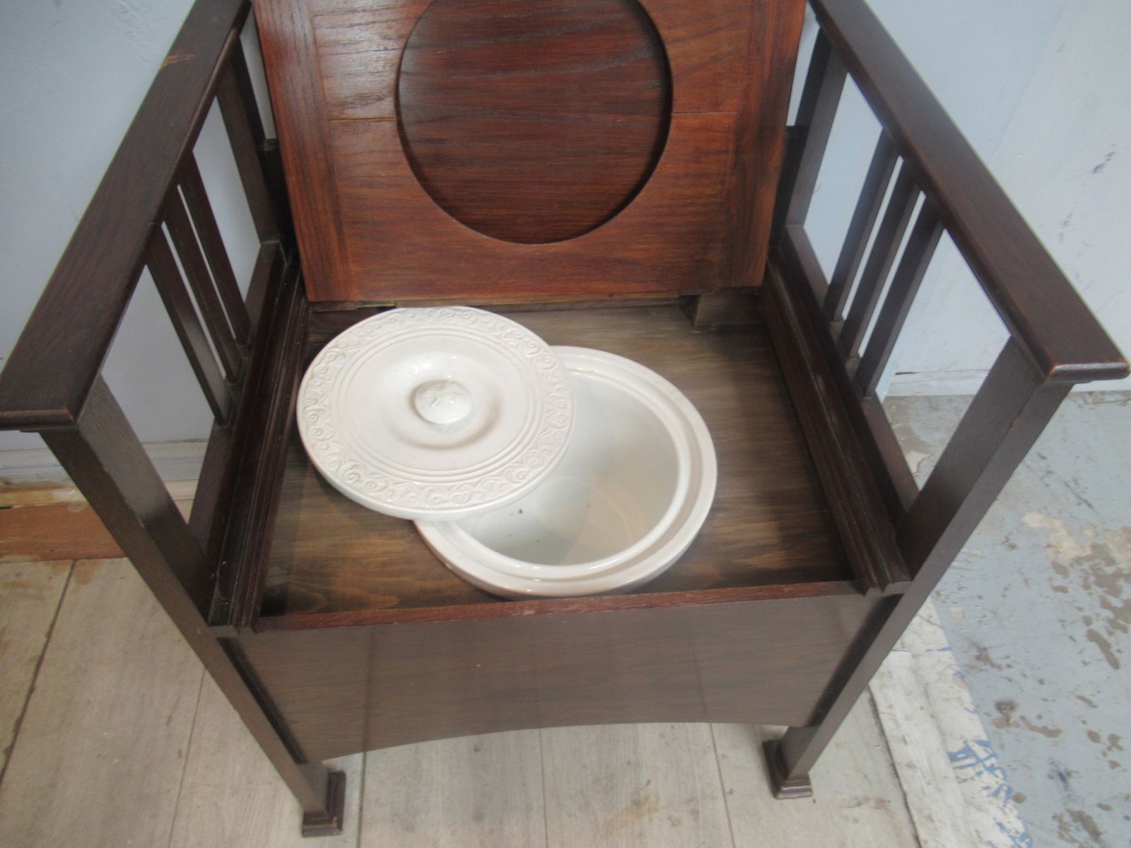 photo for sale Edwardian  Oak Bench Seat / Commode.