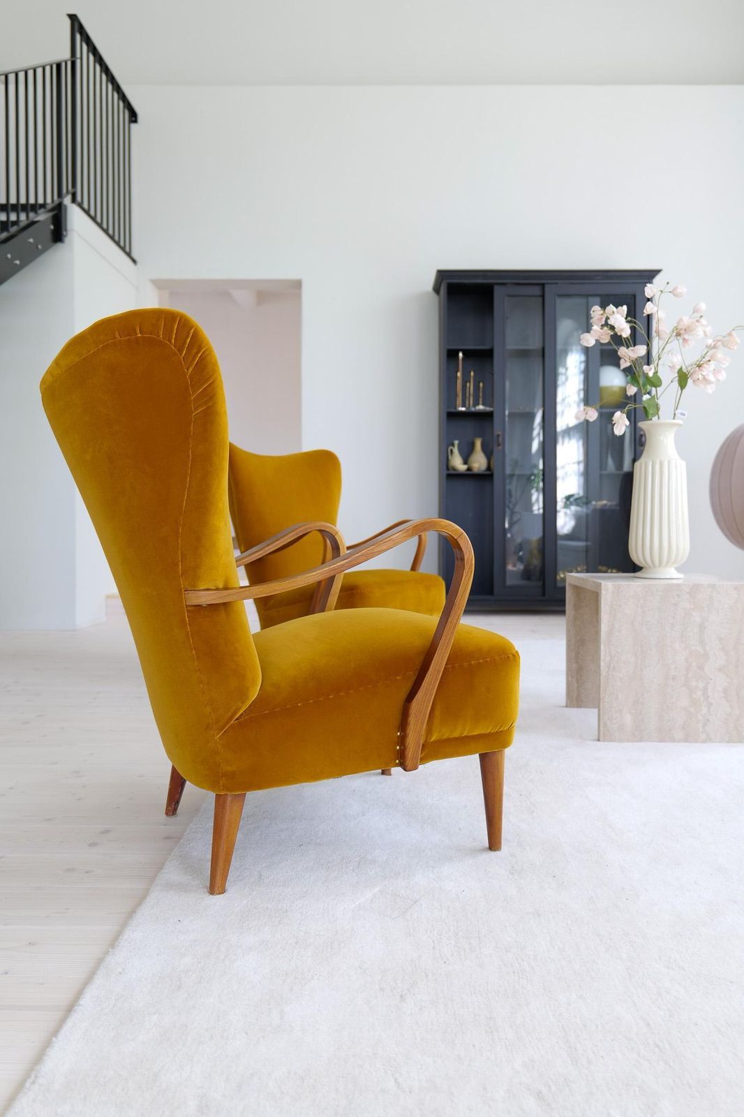 Scandinavian Modern Art Deco Lounge Chairs In Velvet Sweden 1940s photo for sale