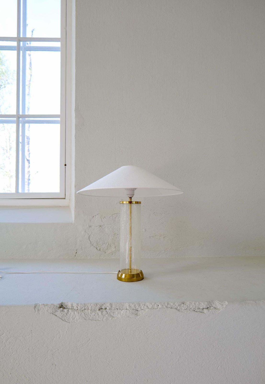 Midcentury Modern Glass And Brass Table Lamp Bergbom B 019 Sweden 1960s photo vinterior