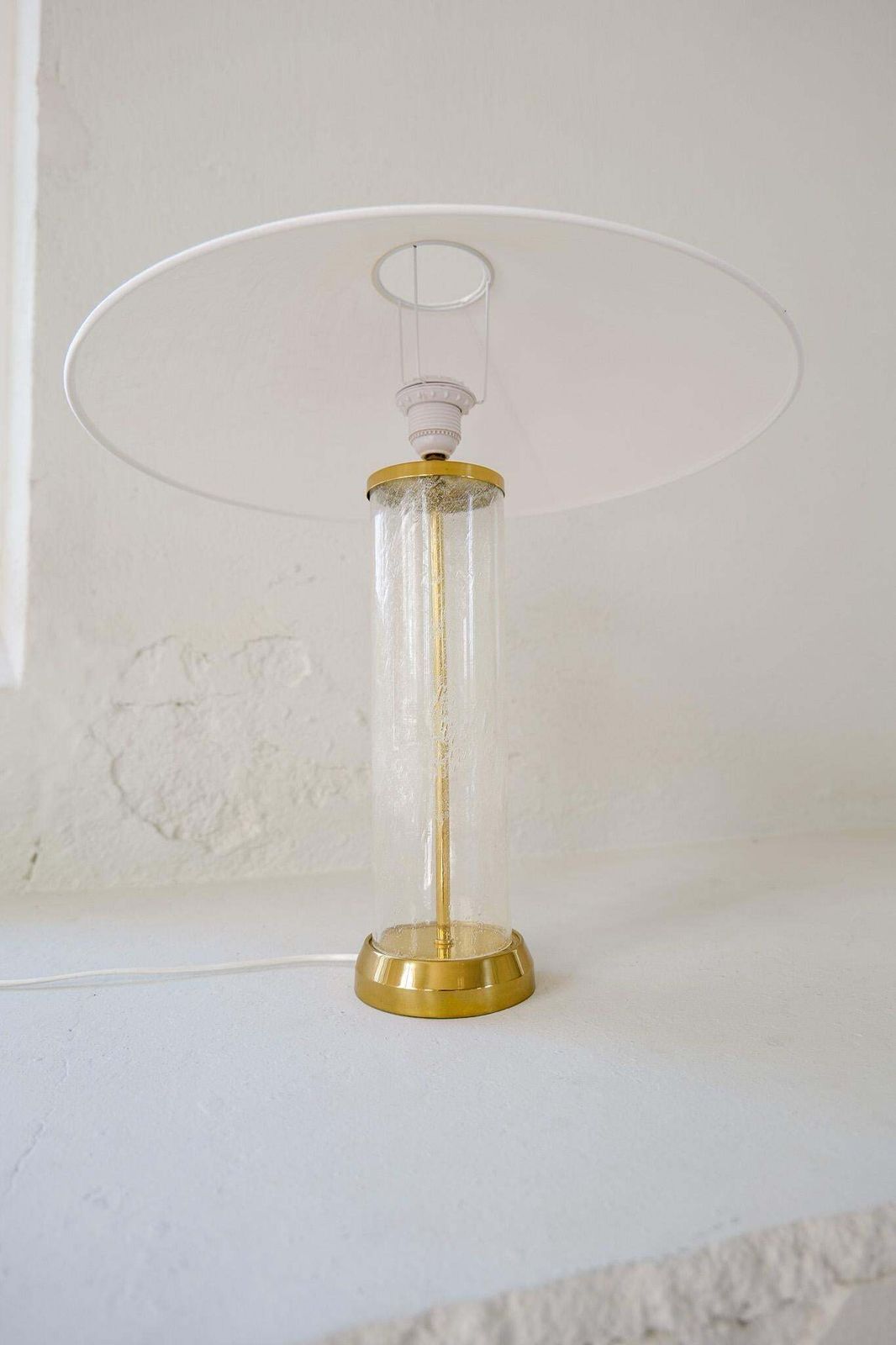 Midcentury Modern Glass And Brass Table Lamp Bergbom B 019 Sweden 1960s photo vintage