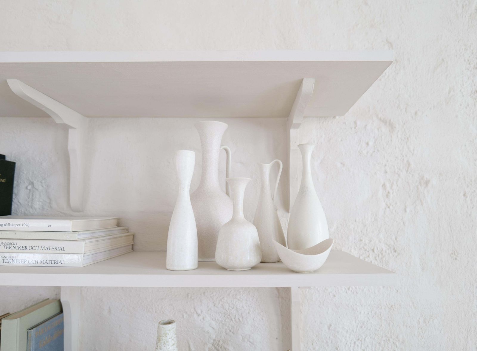 Midcentury Modern Groupe Of 6 White And Grey Vessels Rörstrand Sweden 1950 photo Home Decor