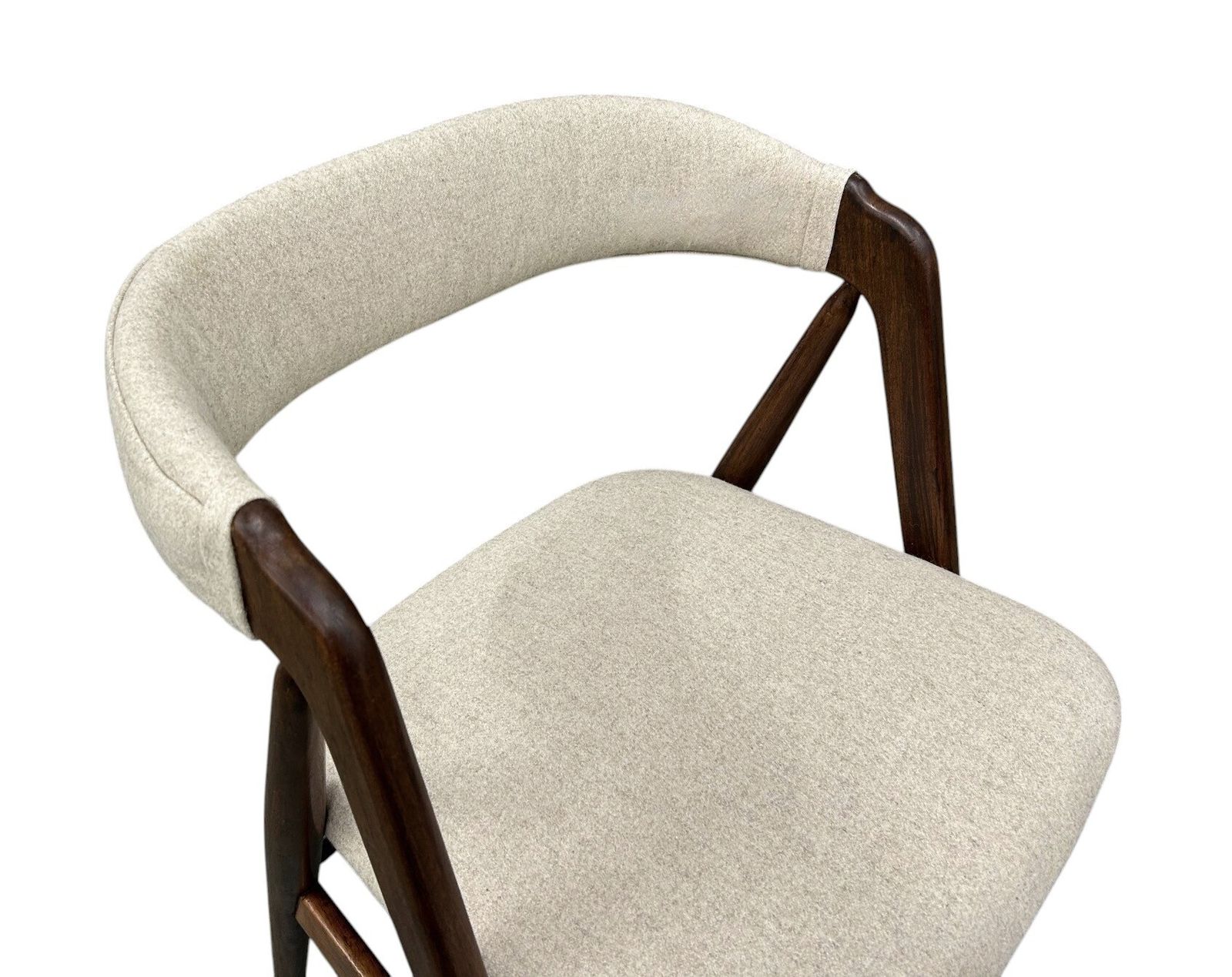 Danish Set Of 4 Thomas Harlev For Farstrup Model 205 Teak And Cream Wool Dining Chairs Mid Century 1950s photo 1850.0