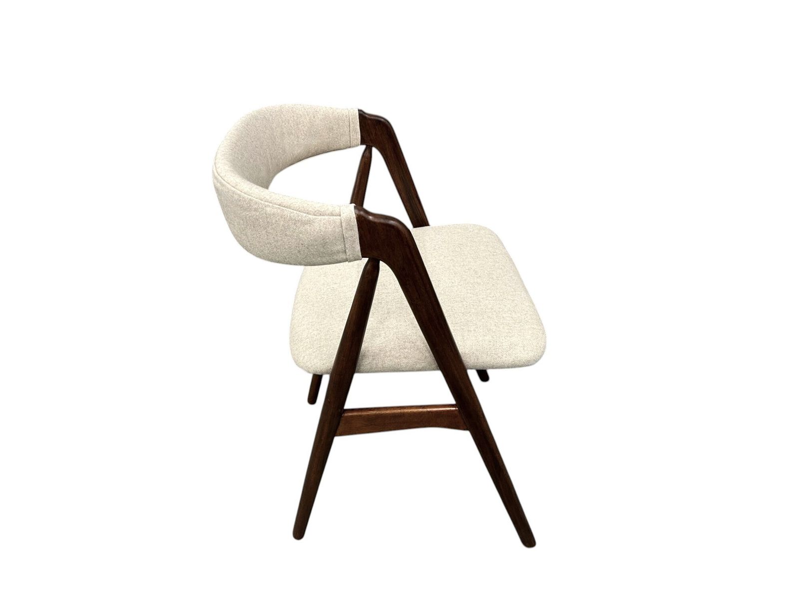 1850.0 Danish Set Of 4 Thomas Harlev For Farstrup Model 205 Teak And Cream Wool Dining Chairs Mid Century 1950s photo