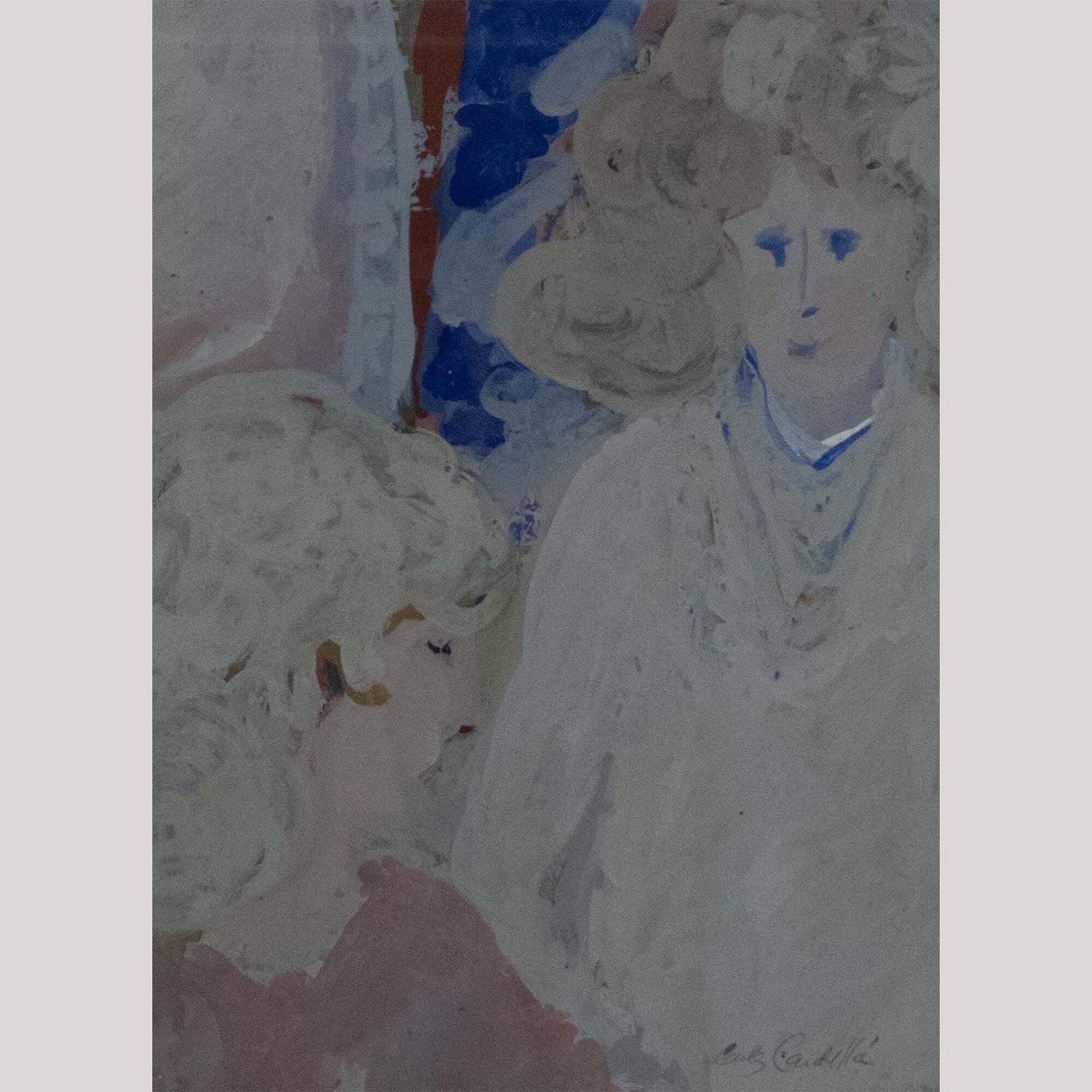 Floral Table Scene And Two Women – Pair Of Paintings By Carlos Cardella photo vinterior