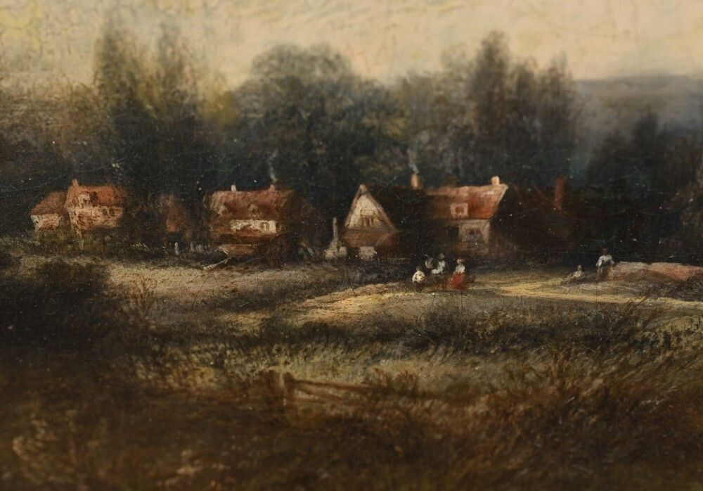 photo for sale Victorian Oil Painting English Norfolk Landscape Rustic Circa 1860 Arcadia