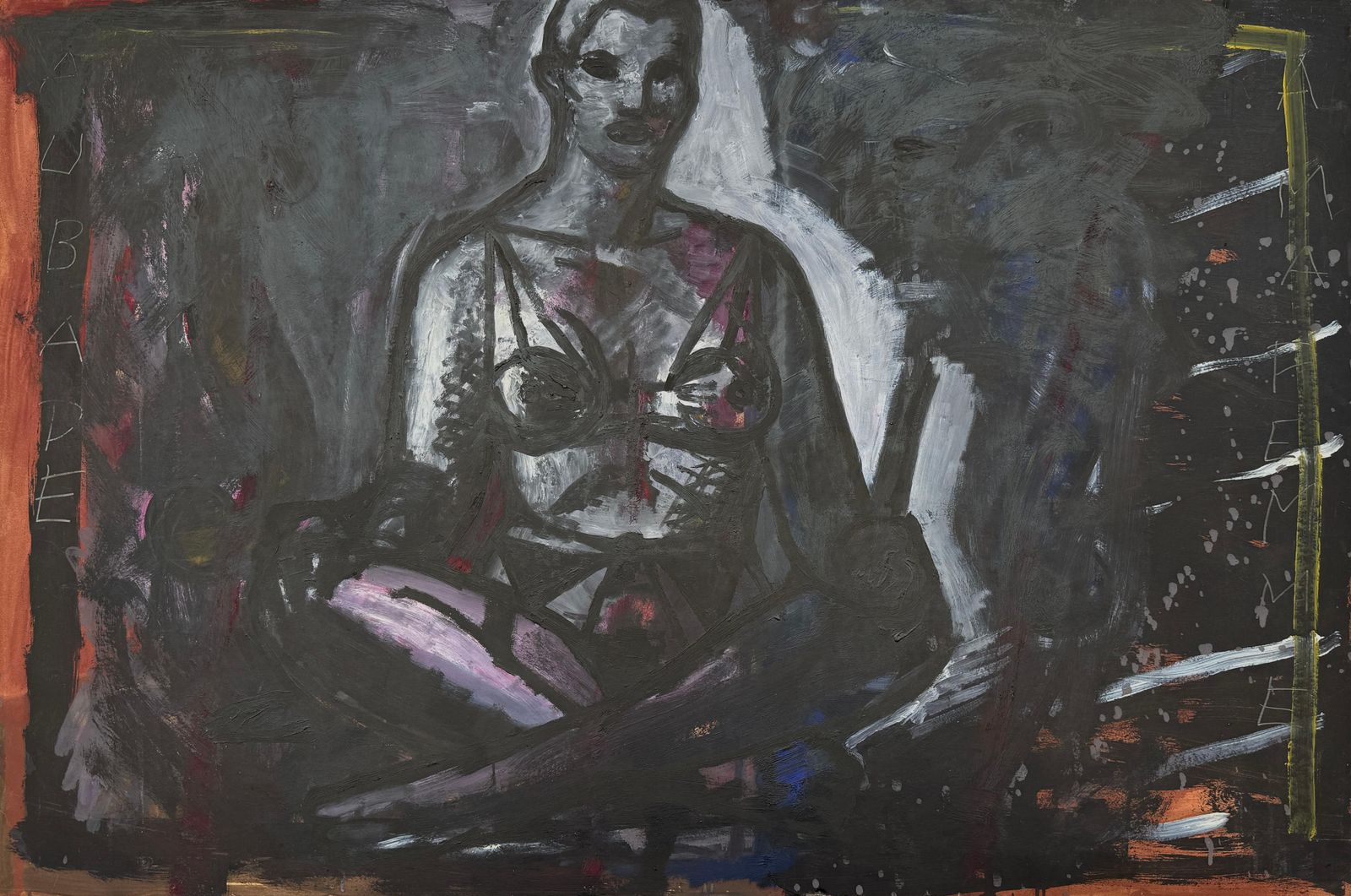 Aubade Ama Femme Acrylic On Cardboard Contemporary European Art