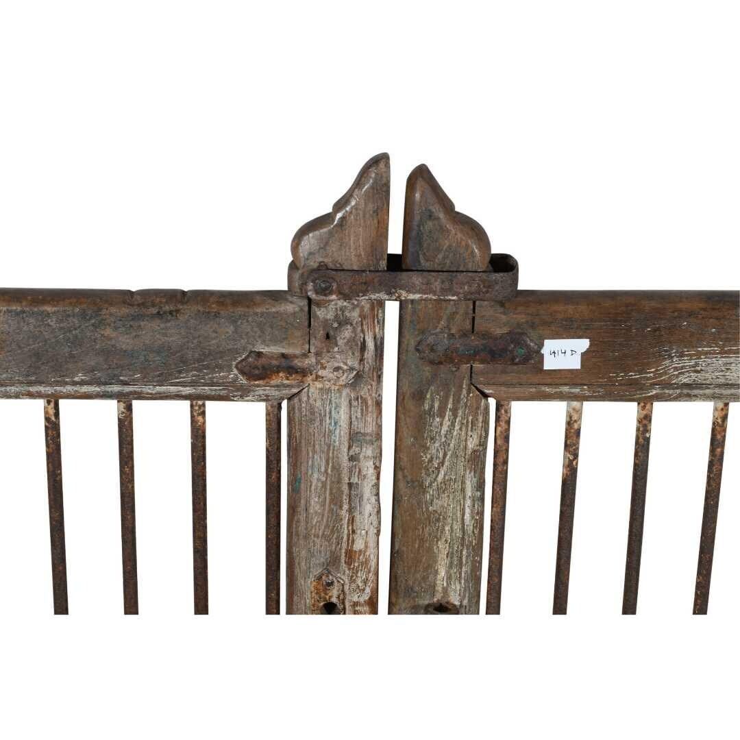 Antique Indian Teak Dog Gates – Weathered Grey & Brown, Gujarat C.1880, Garden Entry Pair photo furniture