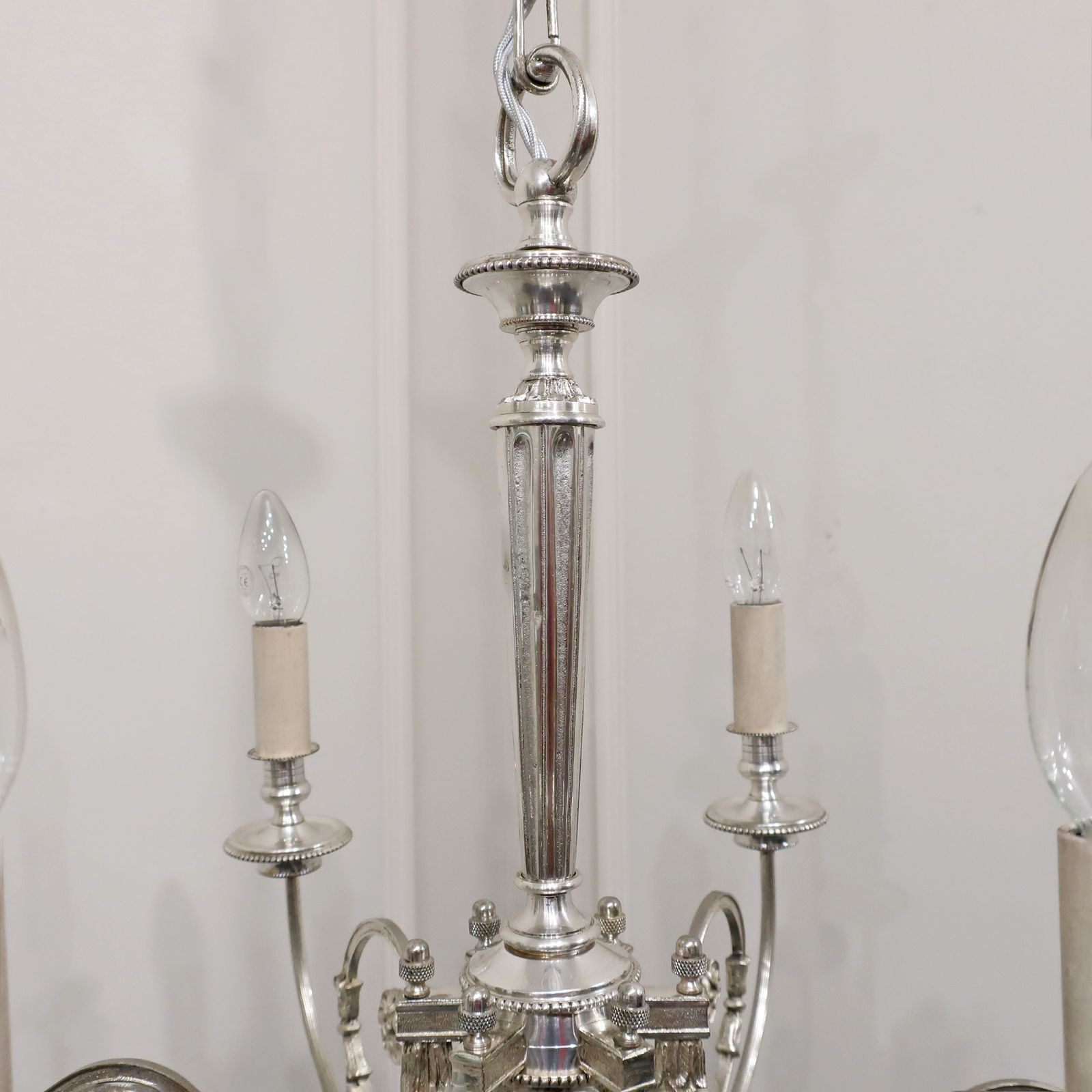 French Early 20th Century Silver Six Arm Chandelier photo vinterior