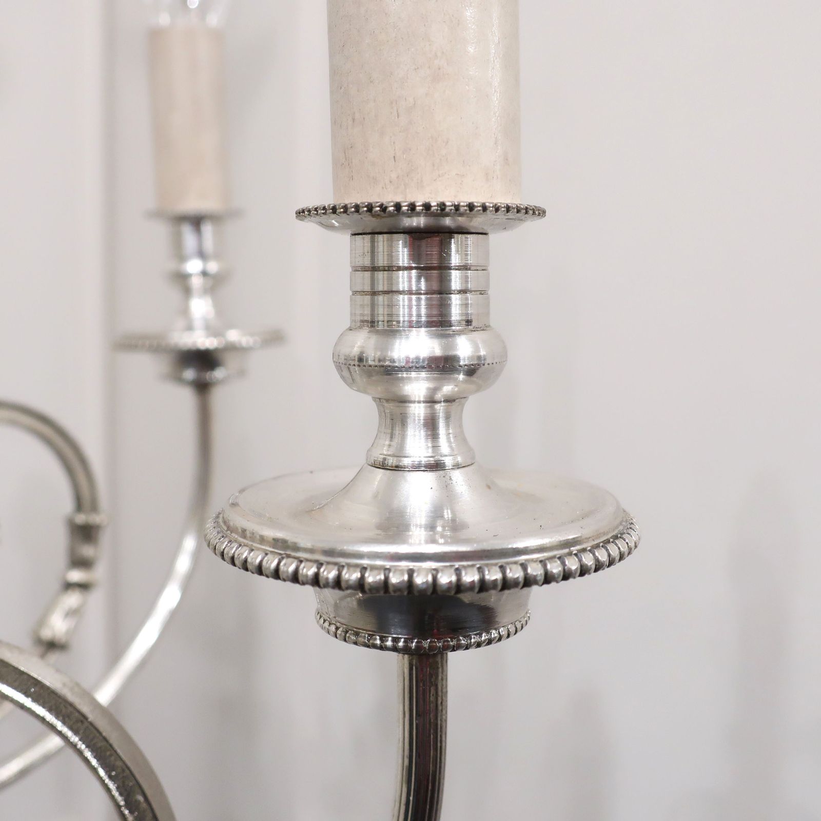 Lighting French Early 20th Century Silver Six Arm Chandelier photo