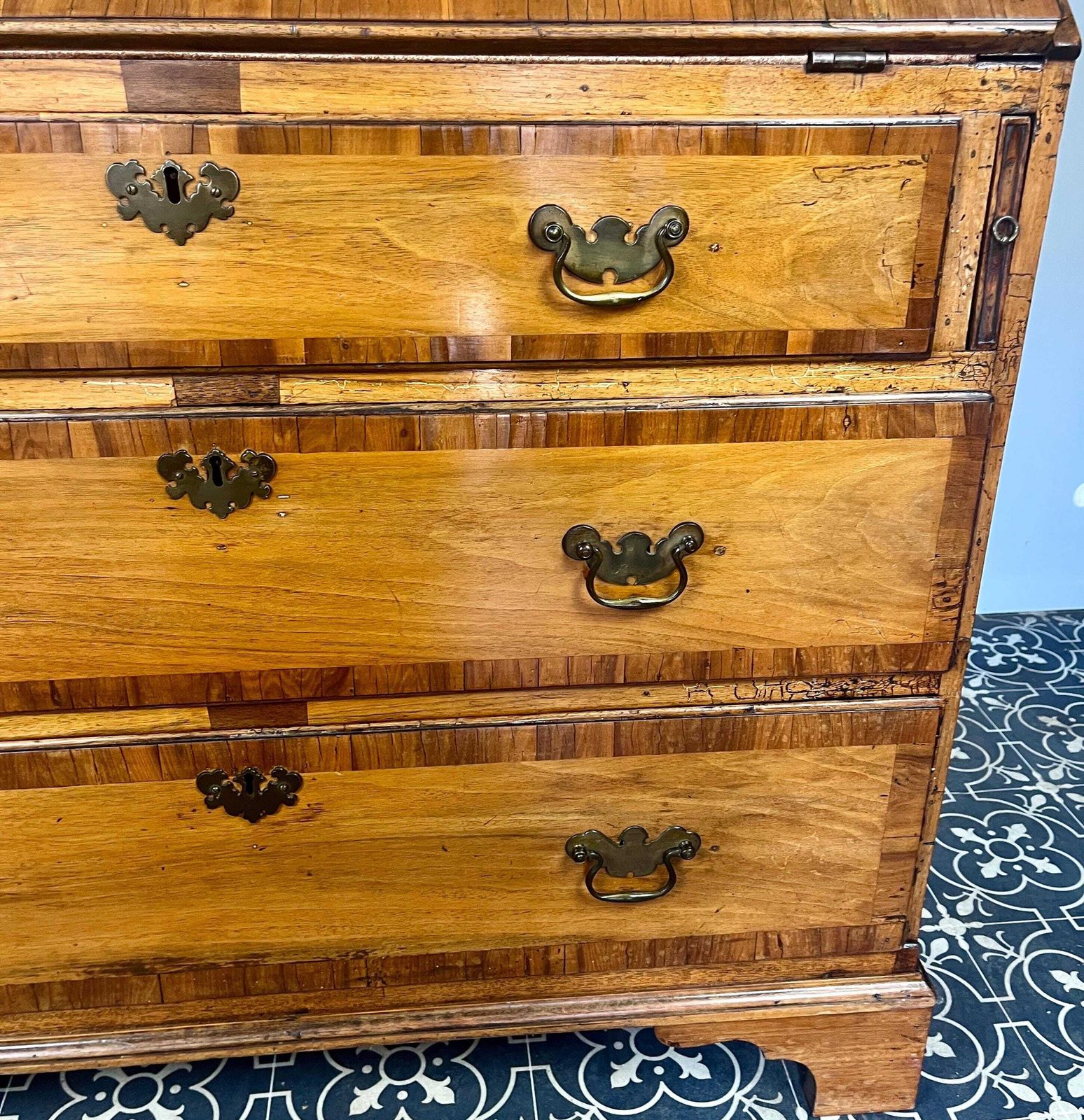 Antique Georgian George II Bureau, Study Furniture, Drawer Desk, Mid 18th Century Cabinet, Library Interior Decor, Camphor And Rosewood photo 1295.0