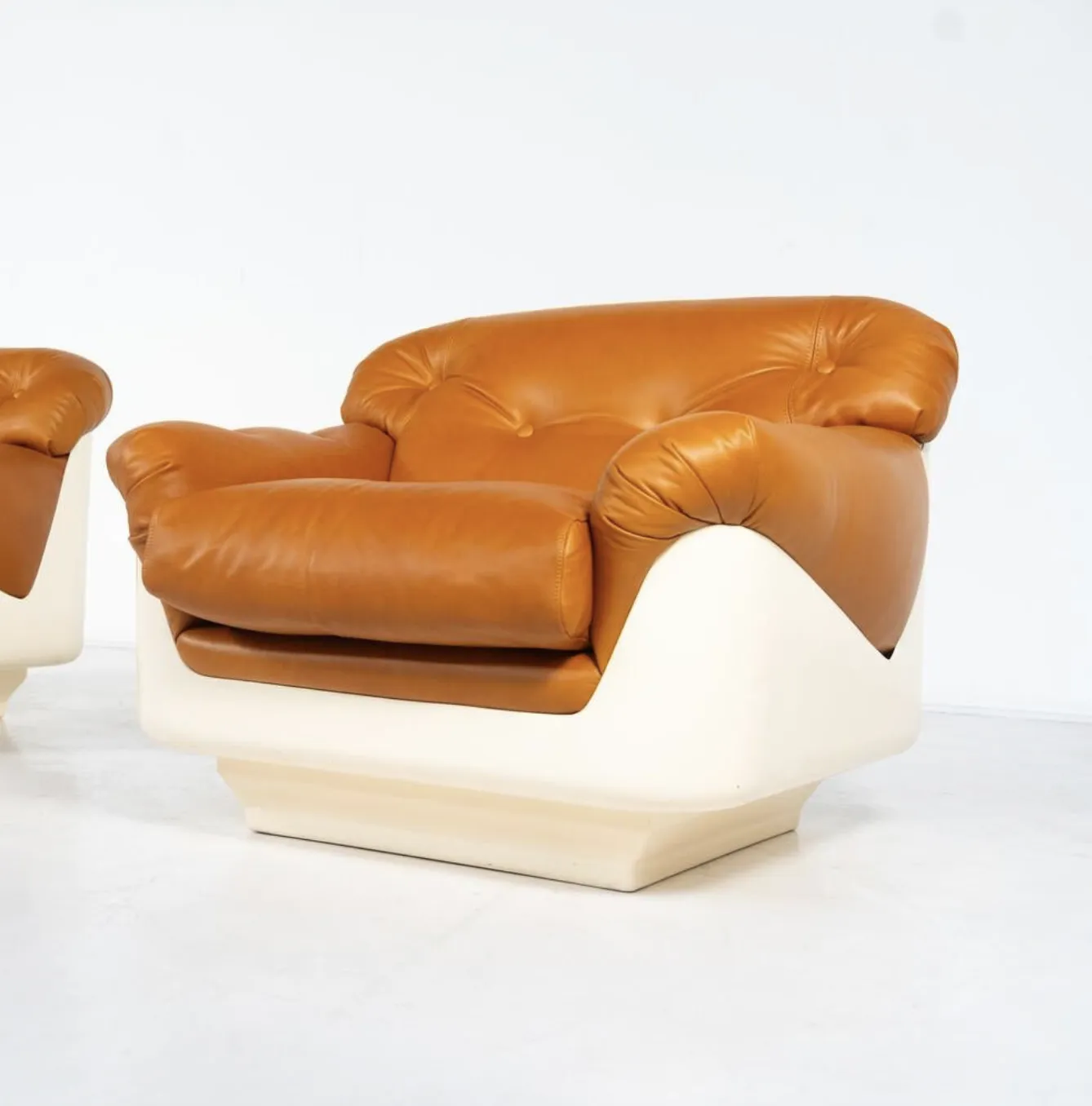 Pair Of Armchairs By Jorge Zalszupin, Fiberglass And Leather, 2 Pairs Available photo buy