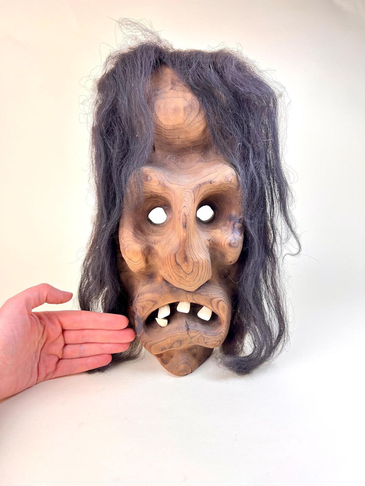 Vintage Swiss Wall Mask, Tschäggättä Mask, Original Lötschentaler Mask, Traditional Wall Mask photo furniture
