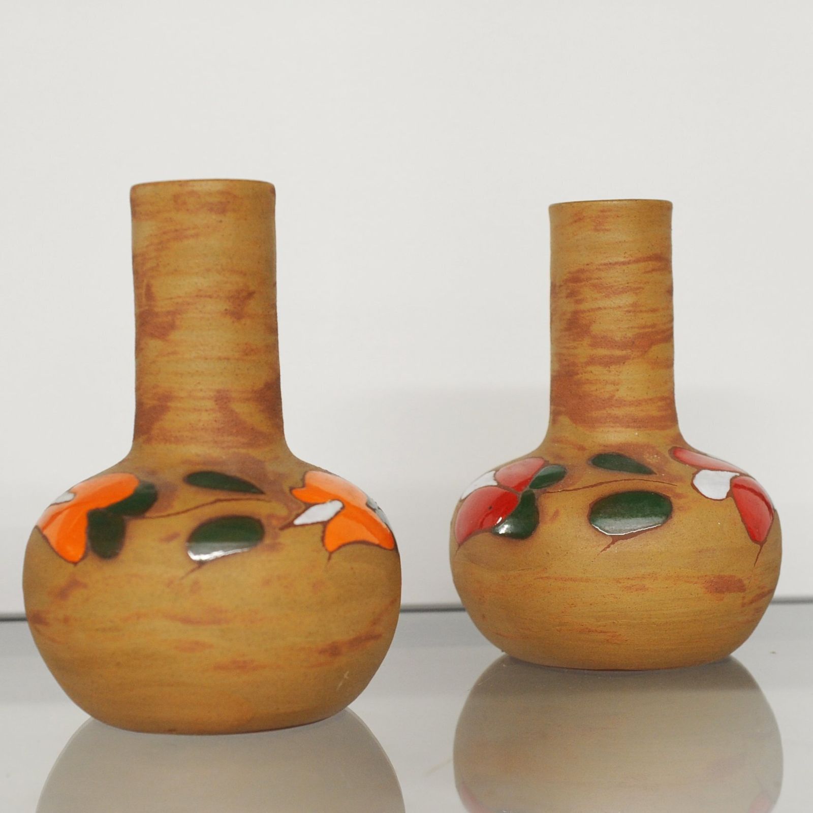 Pair Of Rustic Studio Ceramic Floral Vases By Kepamika, 1970s, Set Of 2 photo Home Decor