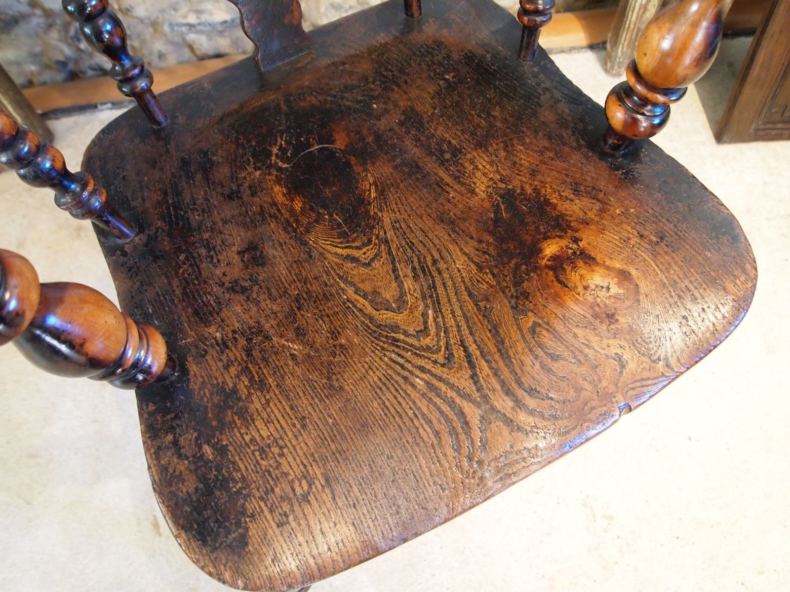 Chair Stunning Victorian Windsor Armchair Yew & Elm C1840 photo for sale