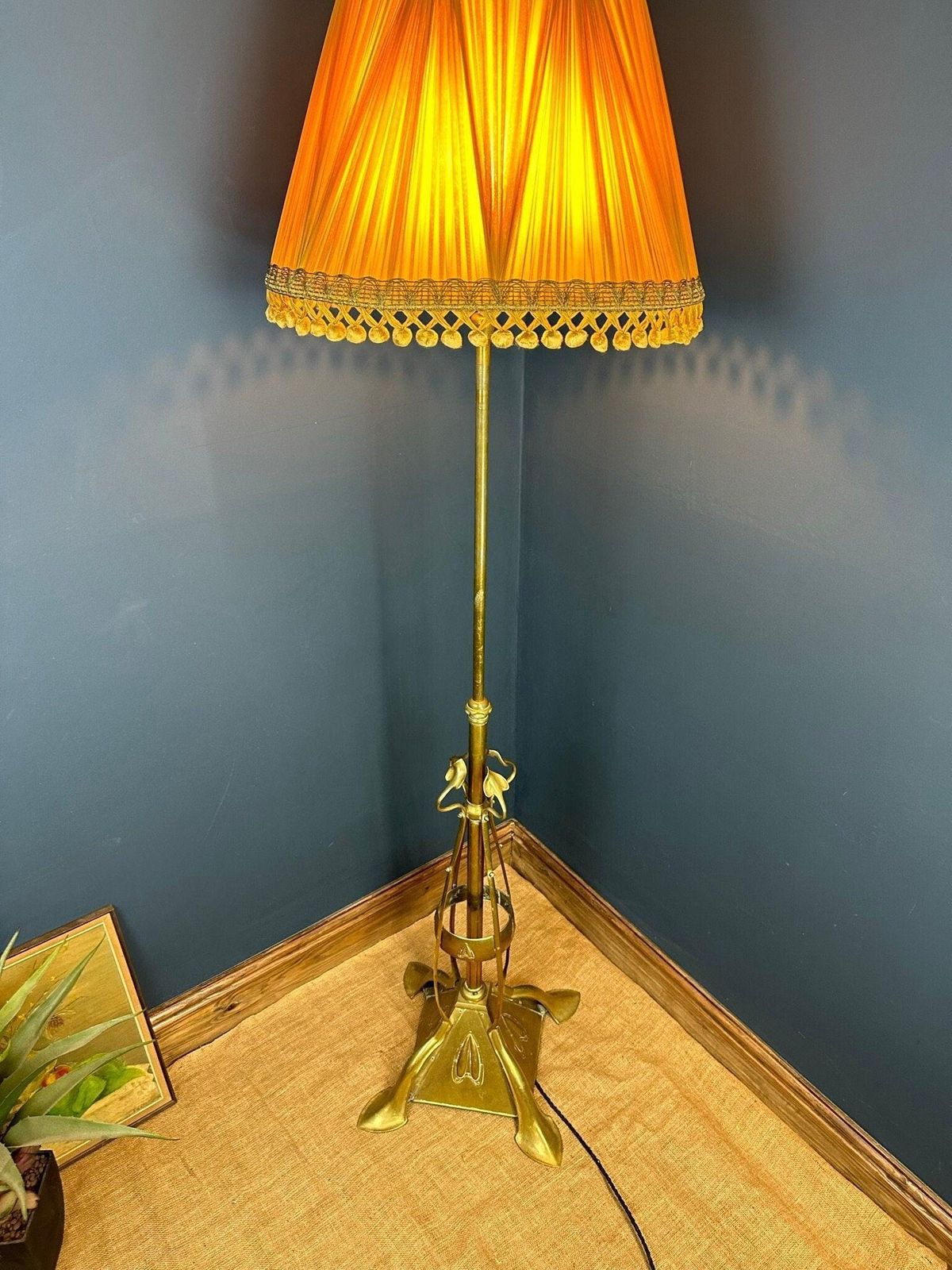 Antique Art Nouveau Brass Standard Lamp photo furniture