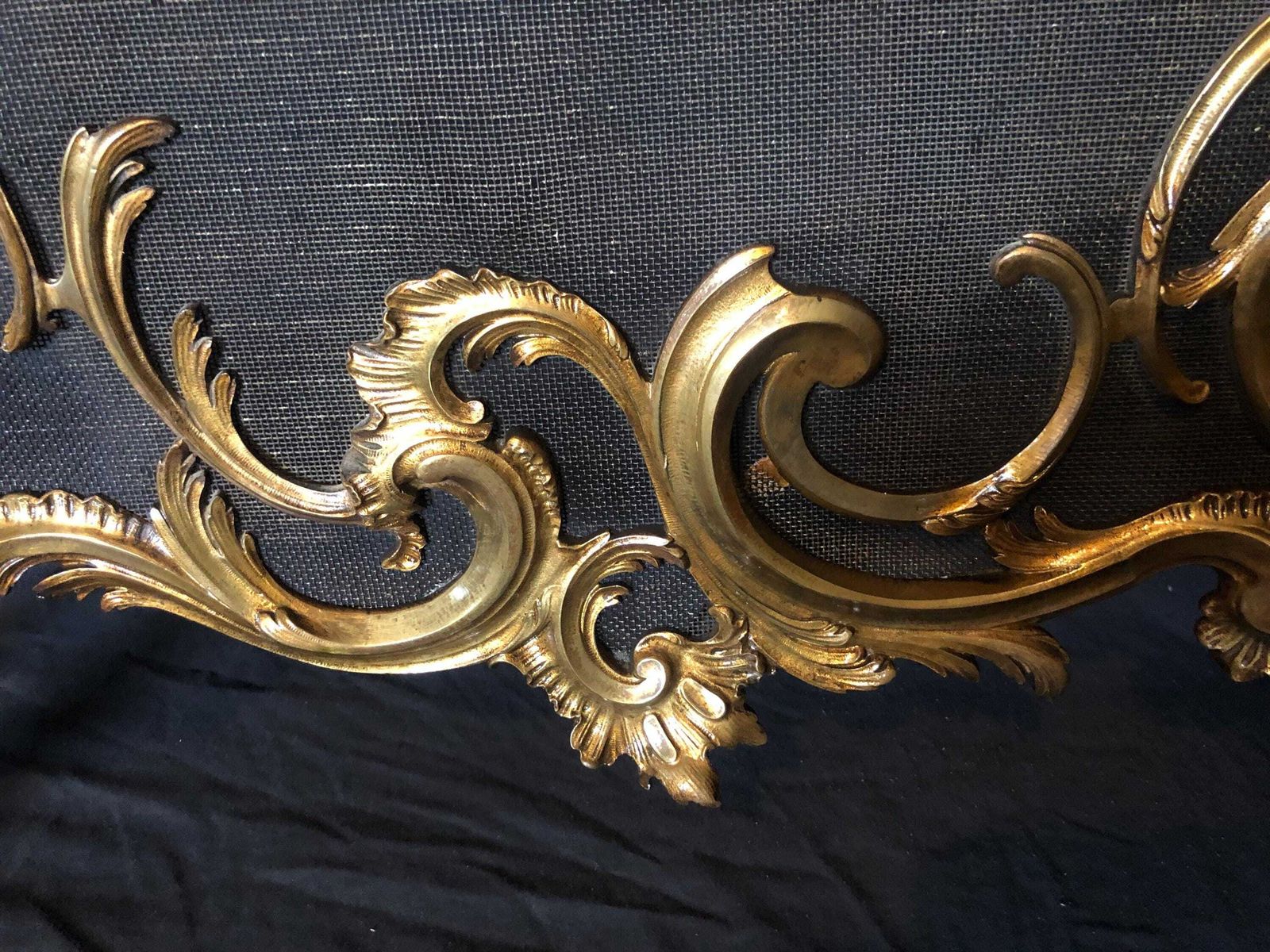 Rare Antique French Baroque Ornate Brass Fireplace Screen Guard photo 950.0
