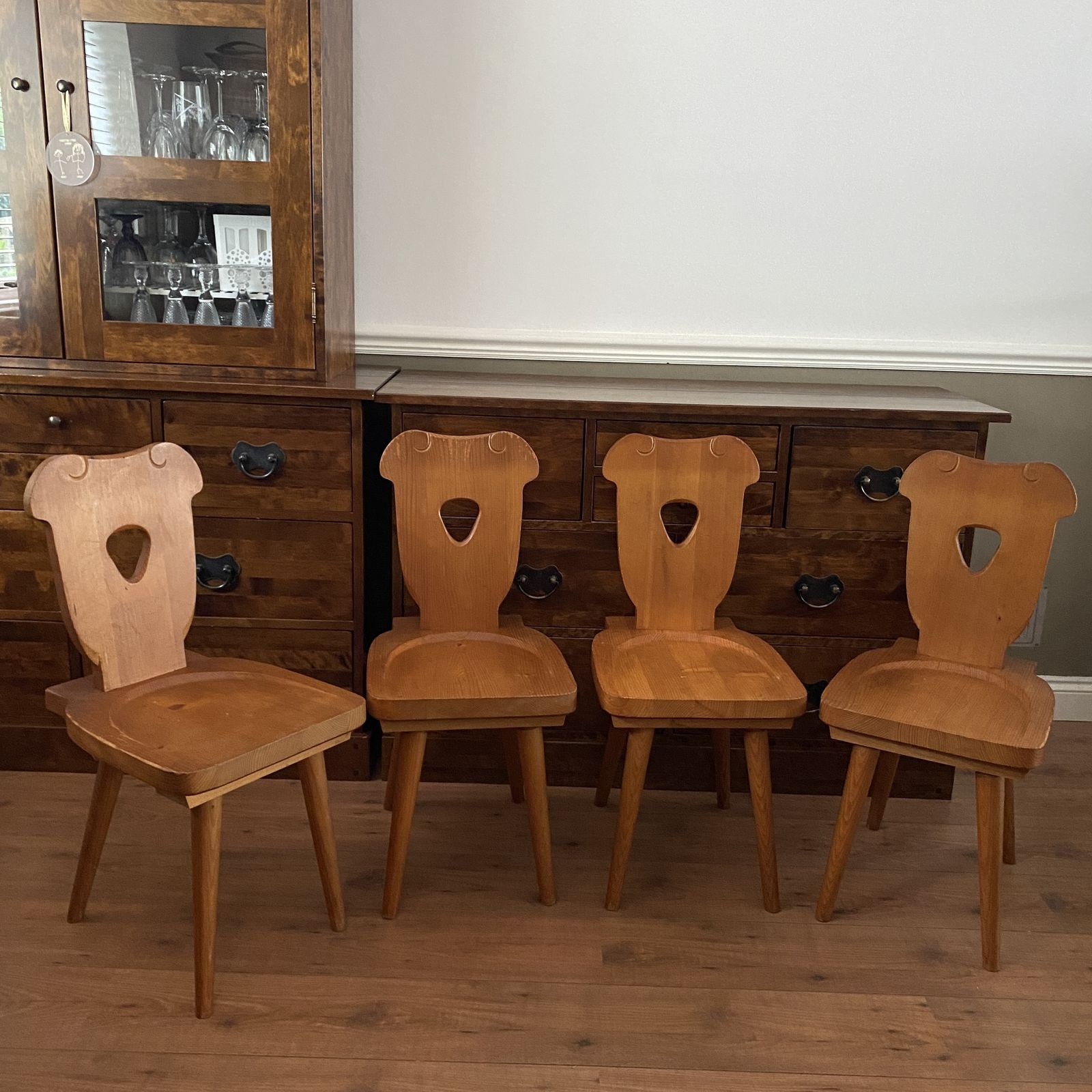 Polish 1970s Zydel Redyk B Alpine Tavern Style Wooden Dining Chairs Rustic Pine photo for sale