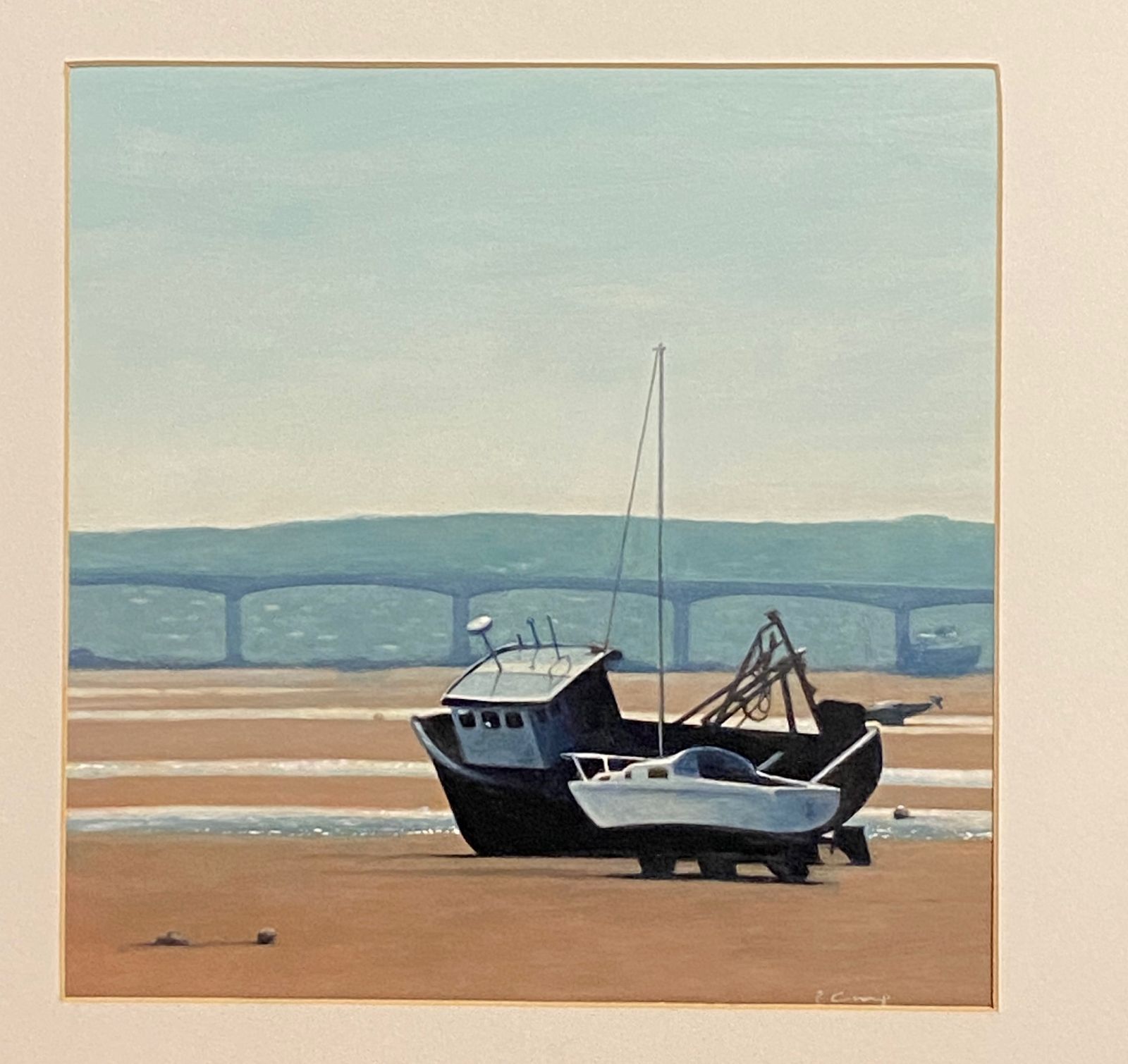 Pair Of Large Paintings Of Fishing Boats photo vinterior