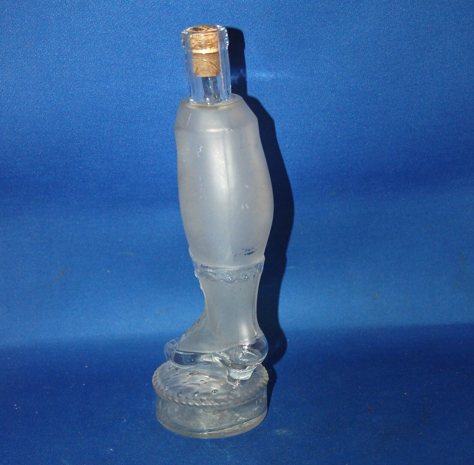 An Antique Lady’s Leg Scent Bottle, Opaque And Clear Glass photo for sale