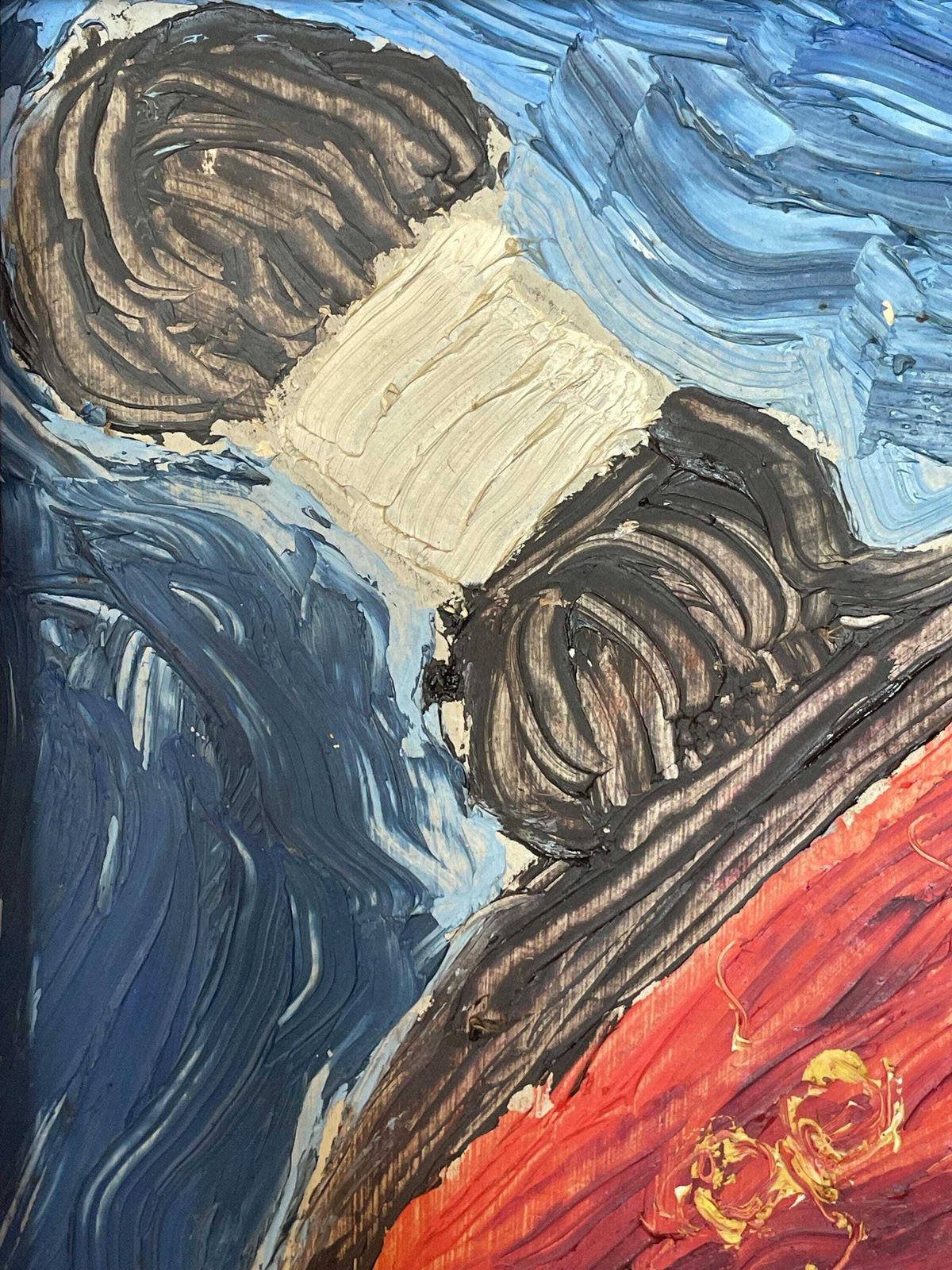 Unique Mid Century Expressionist Vintage Oil Painting From The 1970s With Portrait Motive In Strong Colours Framed In Wooden Frame photo 213.0