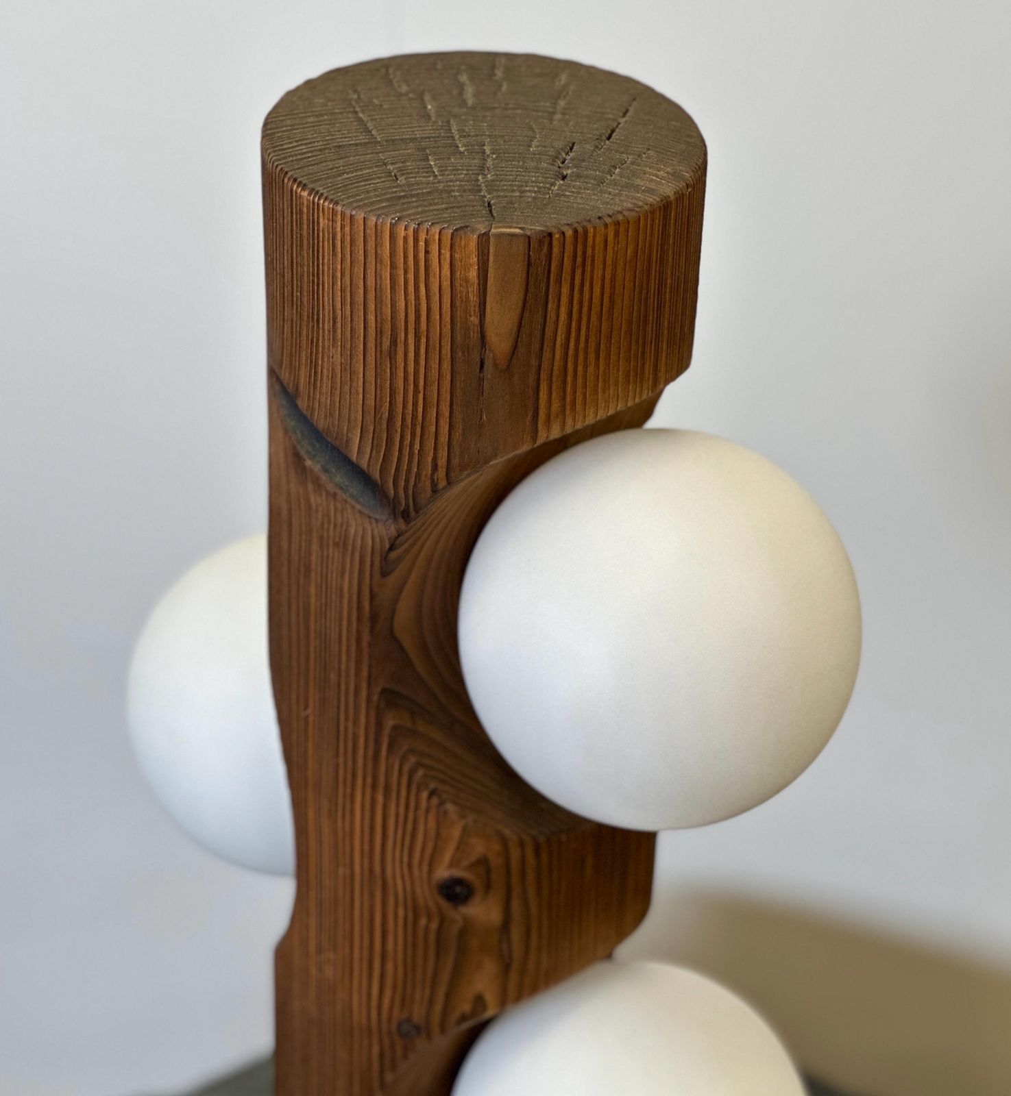 Brutalist Sculptural Pine Wood Table Or Floor Lamp By Temde Leuchten, Switzerland 1970s photo Lighting
