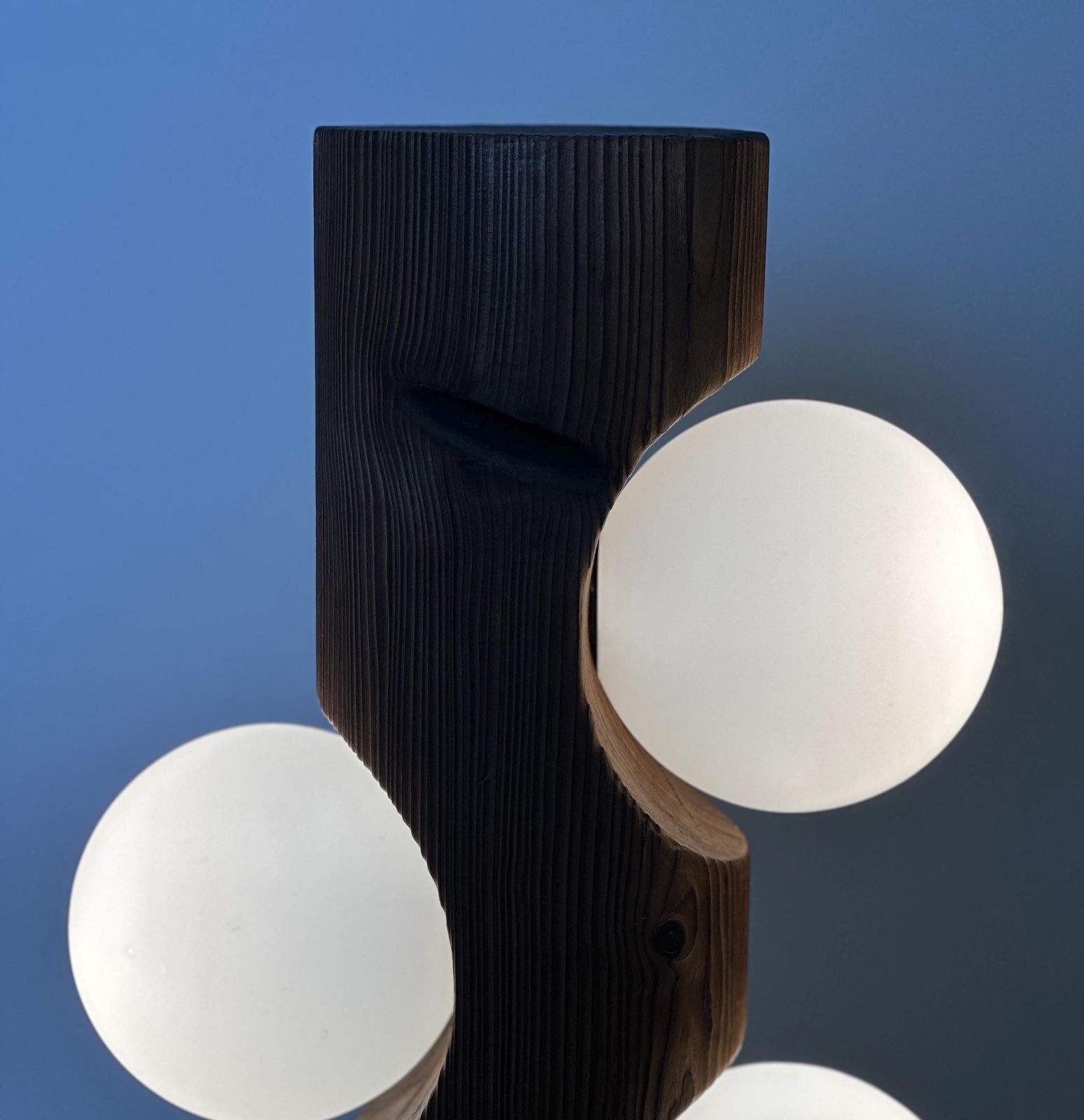 Brutalist Sculptural Pine Wood Table Or Floor Lamp By Temde Leuchten, Switzerland 1970s photo vintage