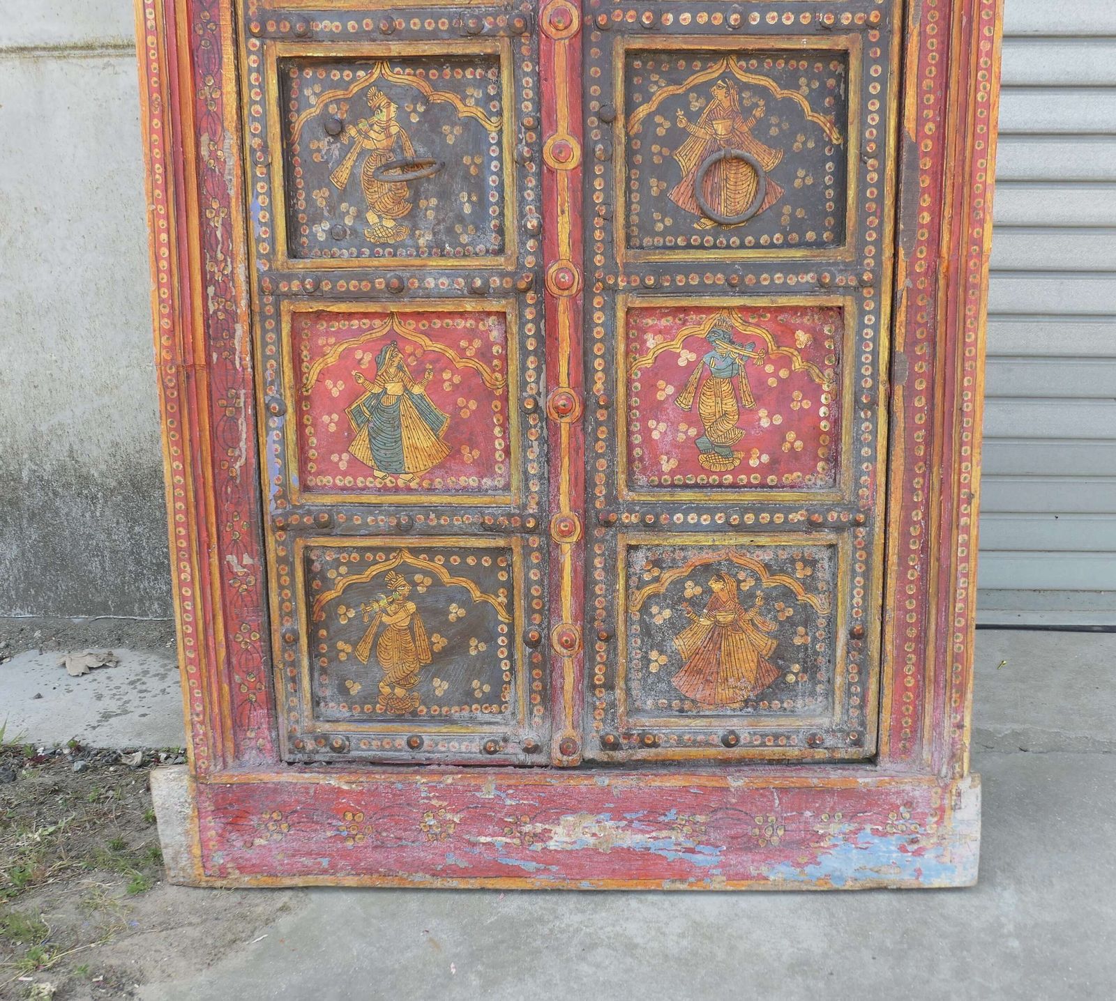 Vibrant Indian Painted Doors In Original Frame, Wall Art photo 1440.0