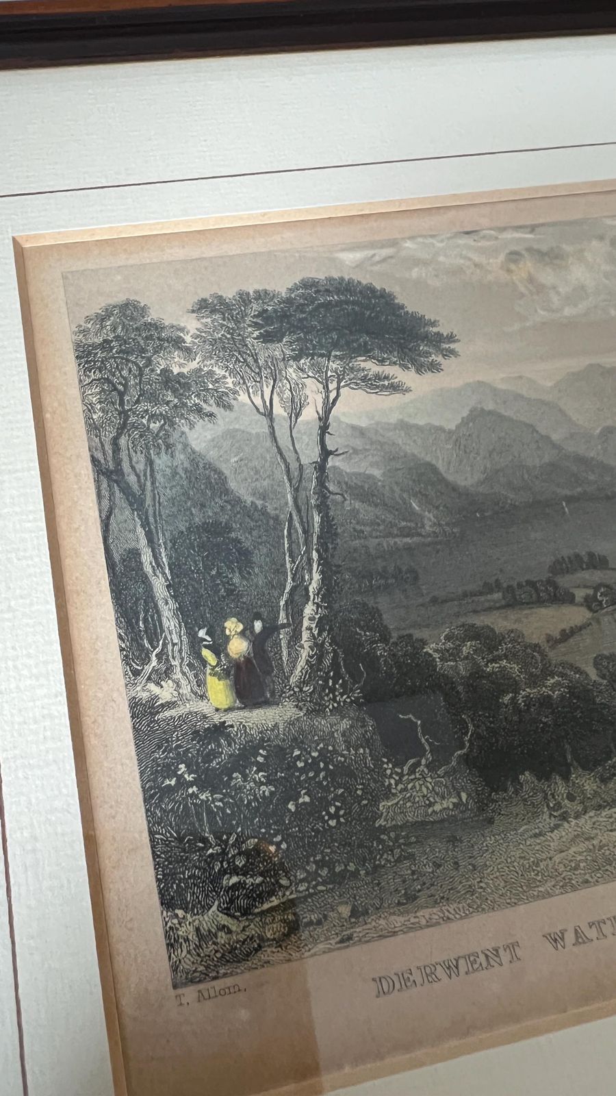 1834 Hand Coloured Engraving Of Derwent Water By Thomas Allom & R. Lacey photo for sale