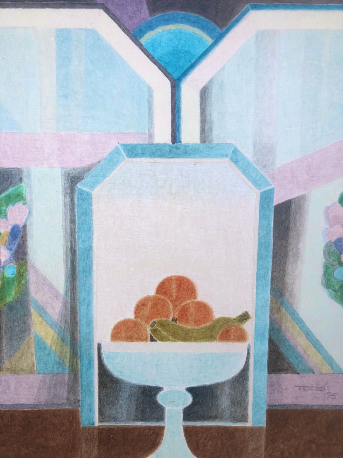 Francesc Todo Spanish Geometric Still Life Constructivist Mediterranean Modernist Painting 1975 photo buy